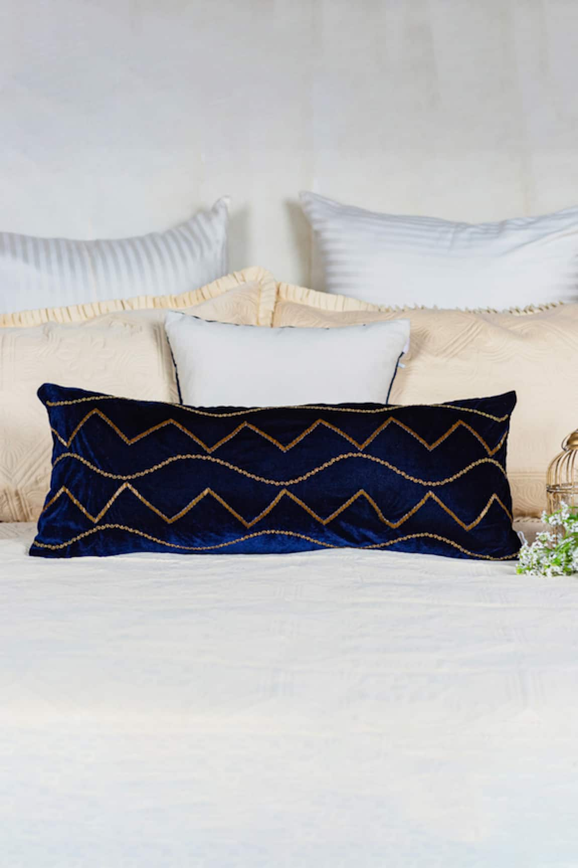 ALCOVE Zig Zag Embroidered Lumbar Cushion Cover