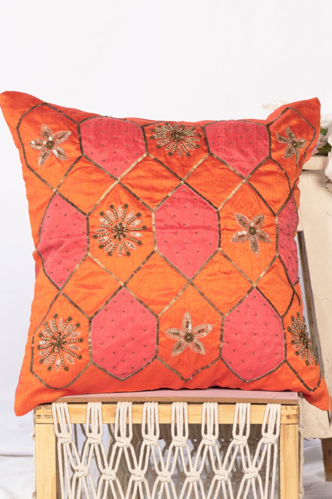 ALCOVE Patchwork Embroidered Cushion Cover