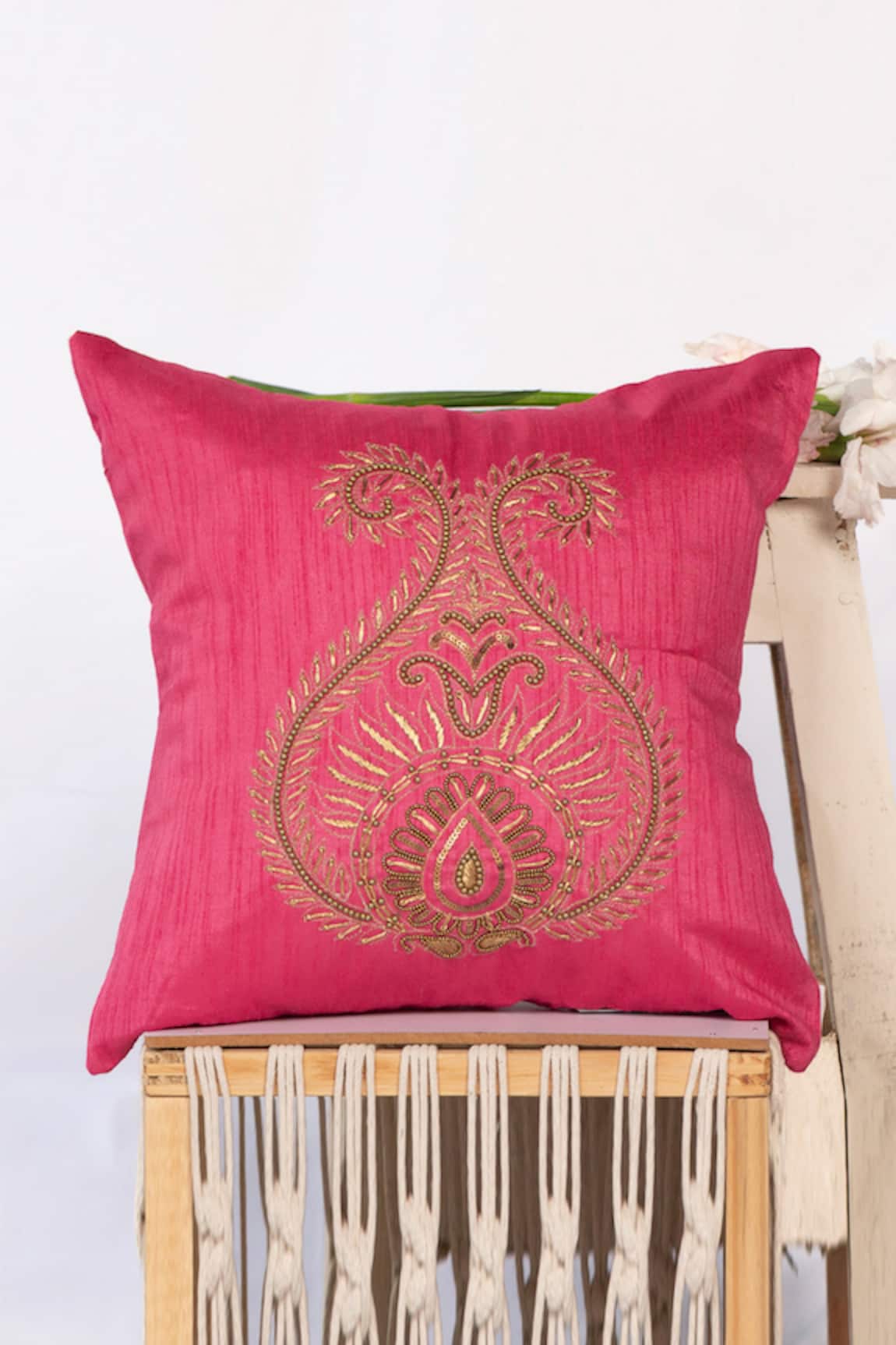 ALCOVE Paisley Embroidered Cushion Cover