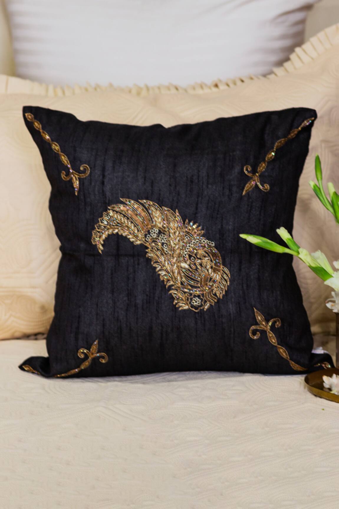 ALCOVE Bird Embroidered Cushion Cover