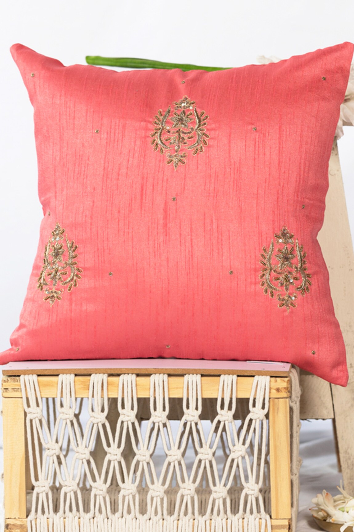 ALCOVE Zardozi Hand Embroidered Cushion Cover