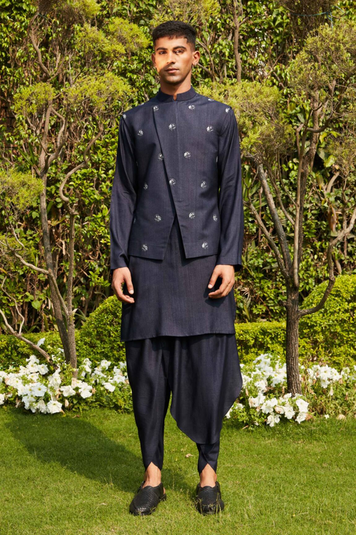 Bohame Rahim Asymmetric Panel Jacket Kurta Set 
