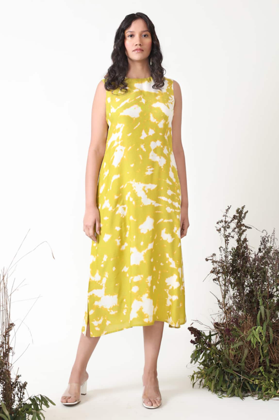 Chambray & Co. Autumn Tie-Dye Pattern A-Line Dress