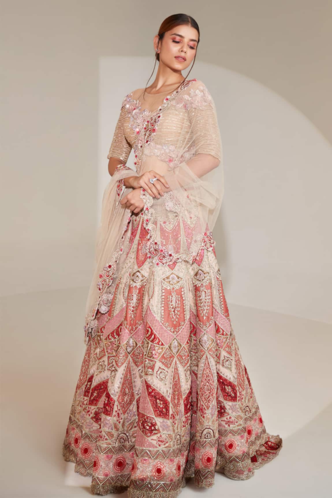 ANJALEE AND ARJUN KAPOOR Mughal Inspired Patch Work Embroidered Lehenga Set