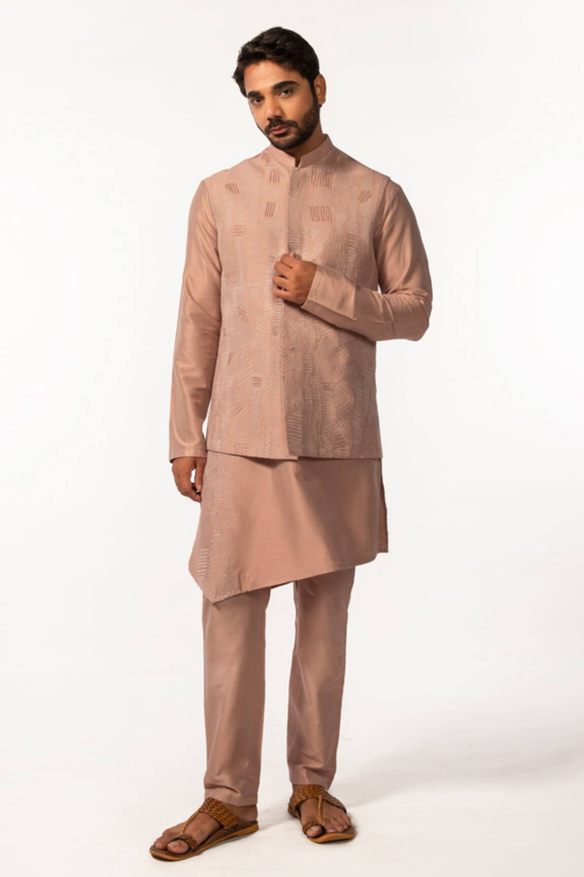 Kaka Calcutta Asymmetric Hand Embroidered Kurta Set