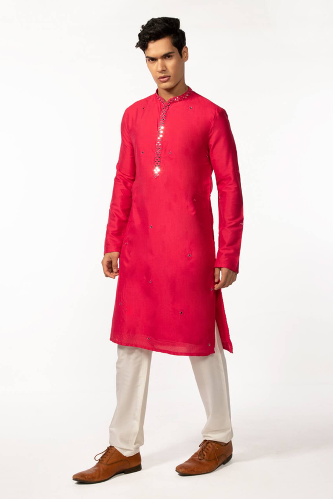 Kaka Calcutta Mirror Embroidered Kurta & Pyjama Pant Set