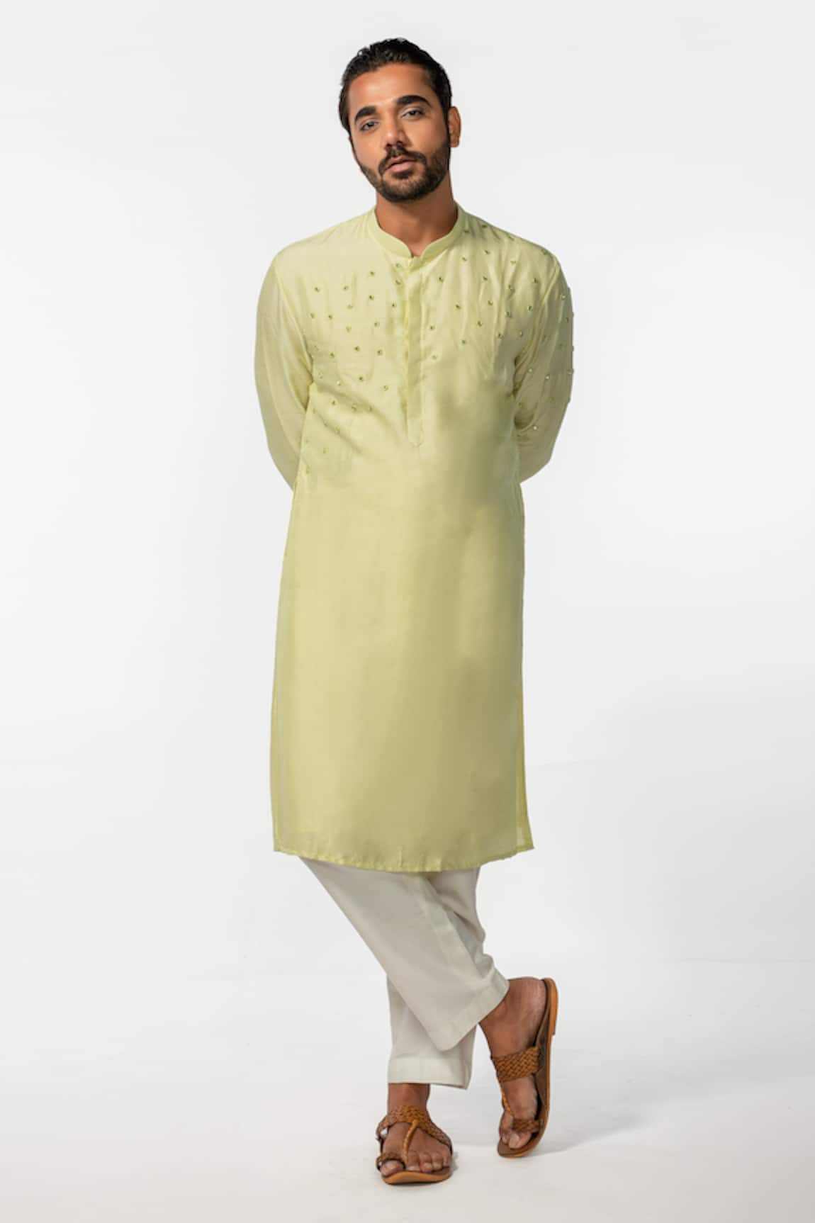 Kaka Calcutta Mandarin Collar Kurta & Pyjama Pant Set