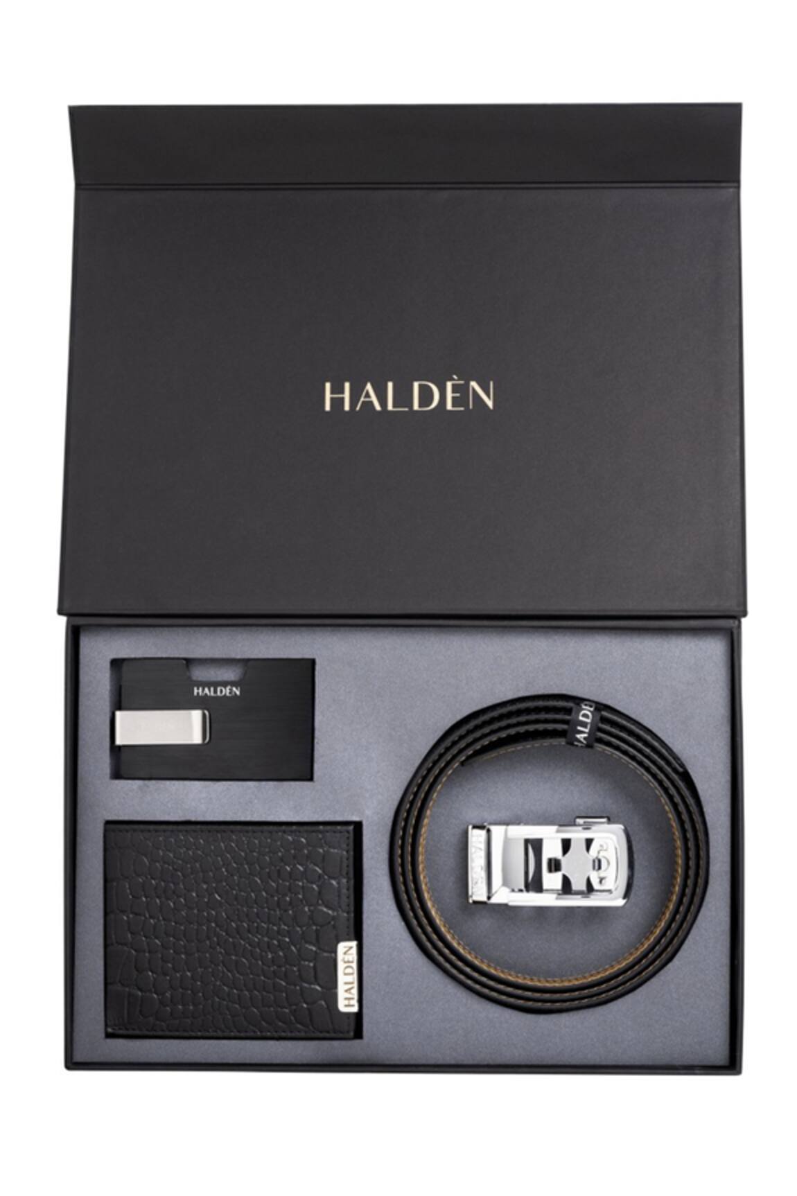 HALDÈN Card Holder & Belt Combo Gift Box Set