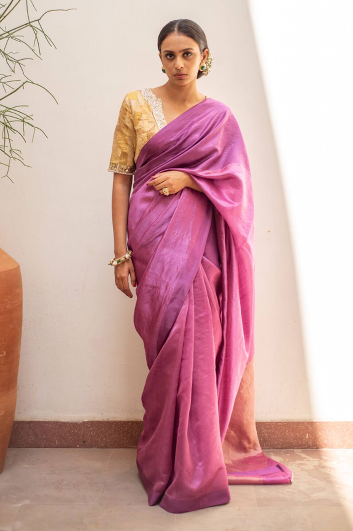 Priyanka Raajiv Mika Woven Bordered Saree With Running Blouse 