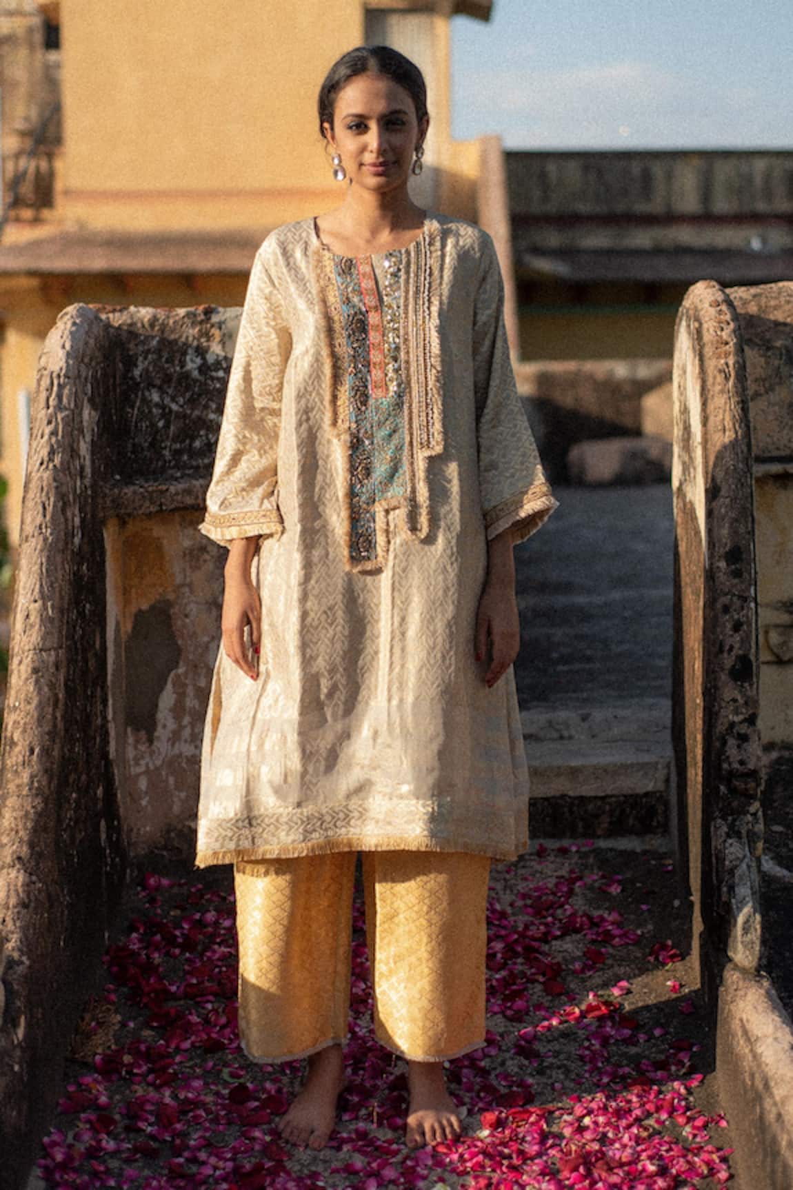 Priyanka Raajiv Yara Silk Brocade Kurta & Nara Palazzo Set 