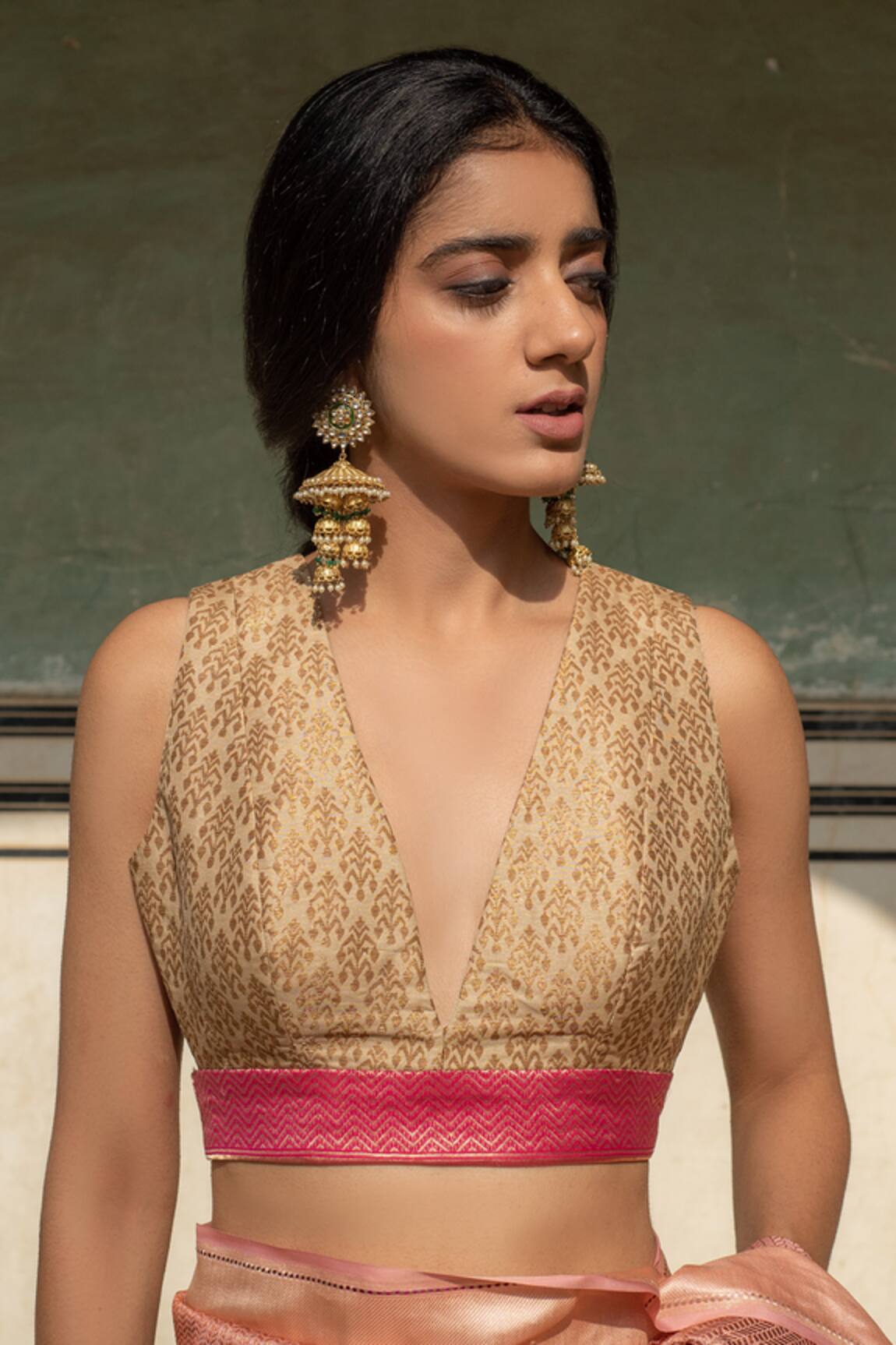 Priyanka Raajiv Zane Silk Brocade Blouse 