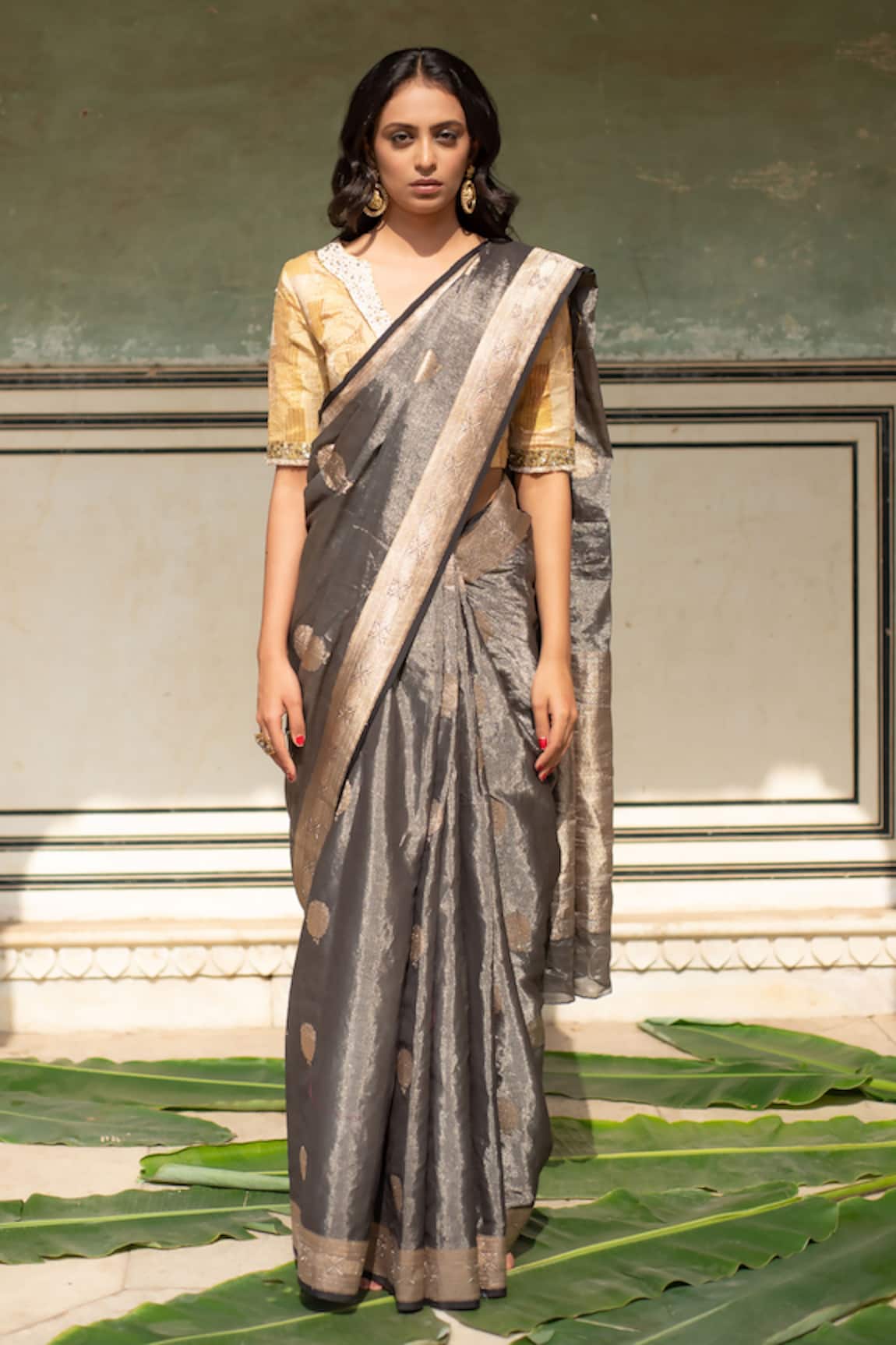 Priyanka Raajiv Rena Metallic Woven Silk Banarasi Saree With Running Blouse