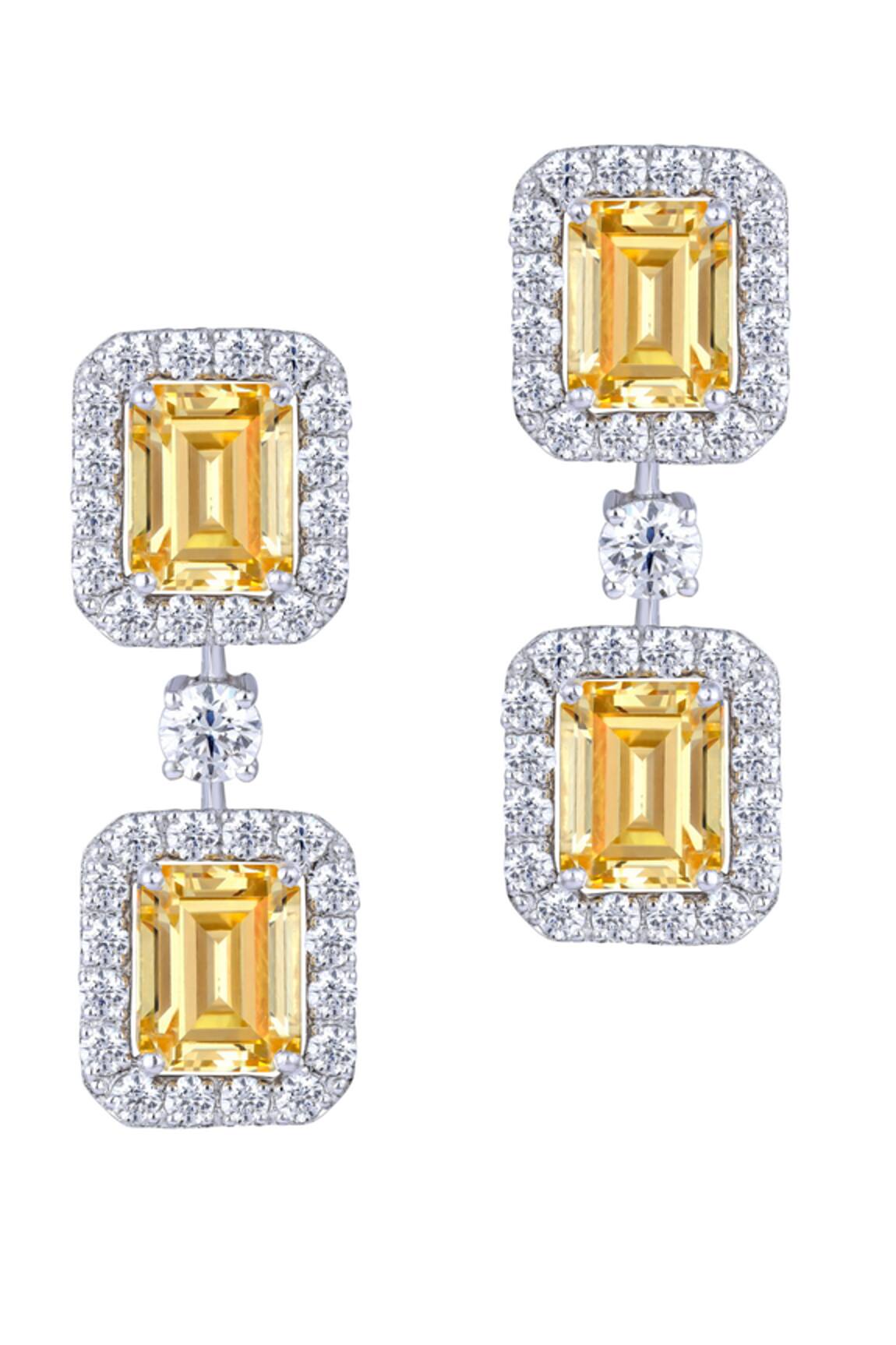 DIOSA PARIS JEWELLERY Octagon Swarovski Zirconia Embellished Earrings 