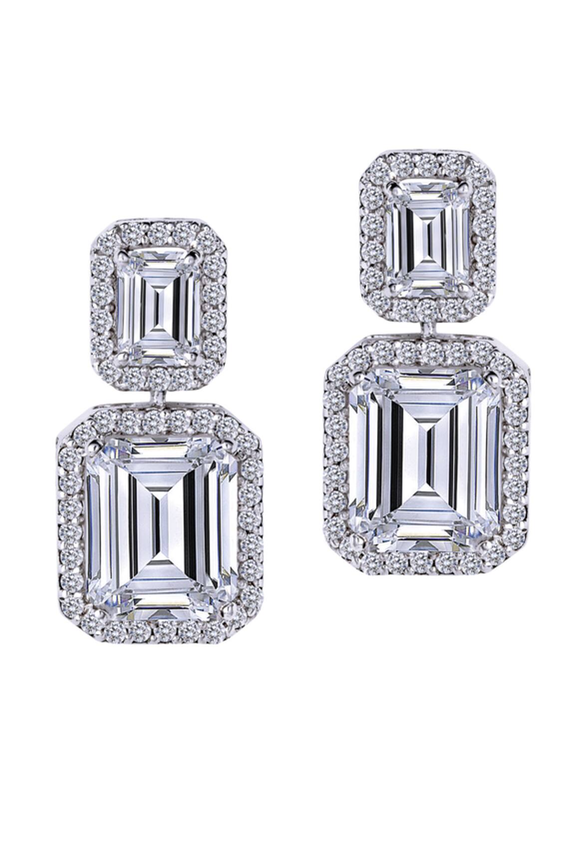DIOSA PARIS JEWELLERY Octagon Swarovski Zirconia Embellished Earrings