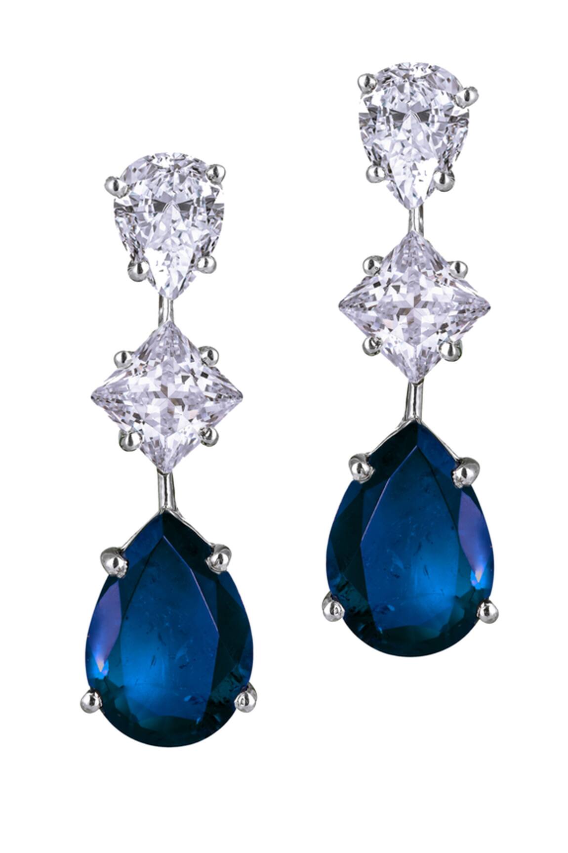 DIOSA PARIS JEWELLERY Sapphire Embellished Earrings 