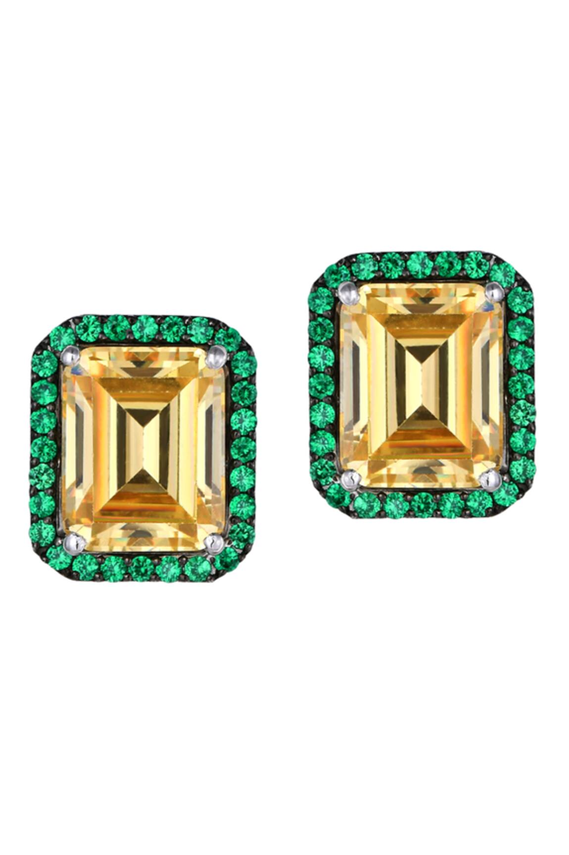 DIOSA PARIS JEWELLERY Octagon Geometric Embellished Studs