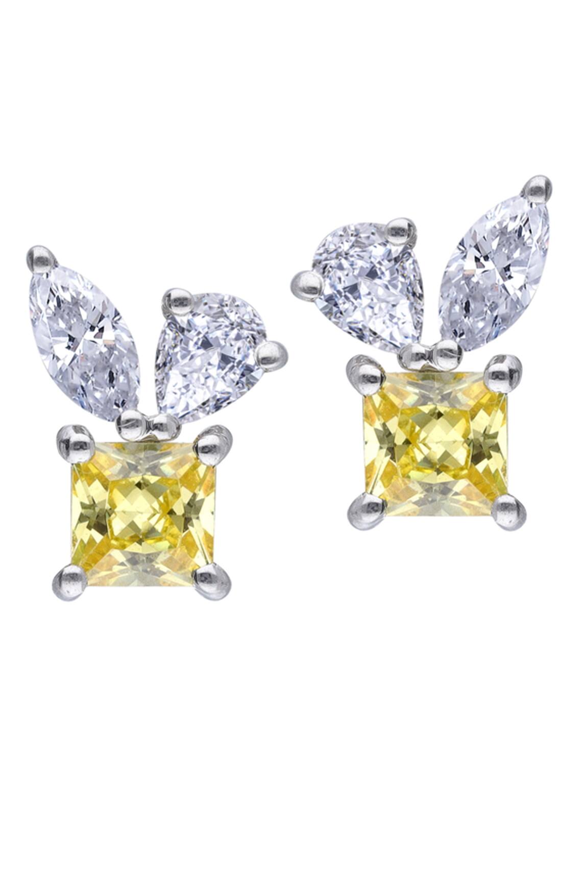 DIOSA PARIS JEWELLERY Geometric Pattern Swarovski Zirconia Embellished Studs
