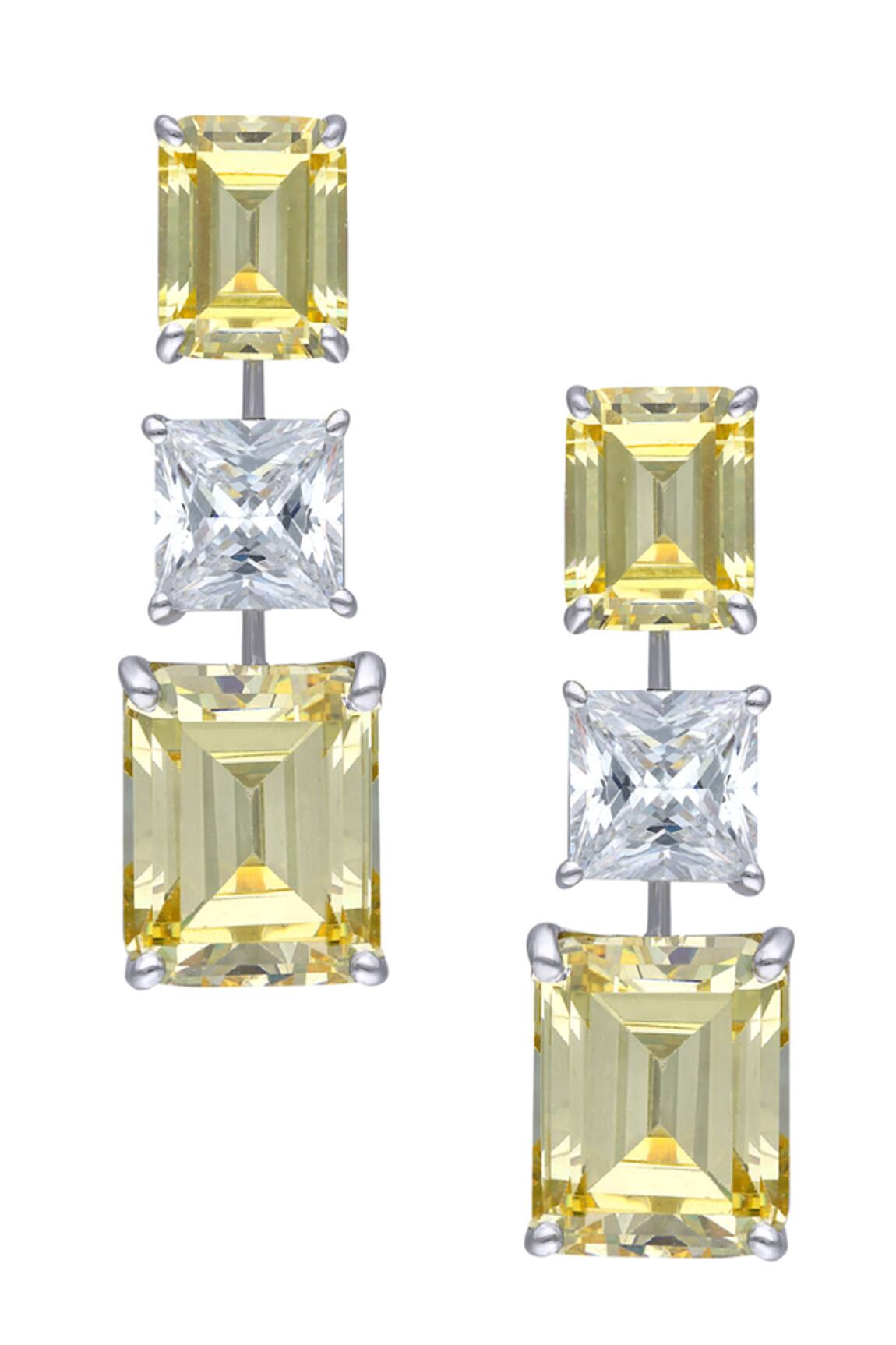 DIOSA PARIS JEWELLERY Swarovski Zirconia Geometric Pattern Embellished Earrings 