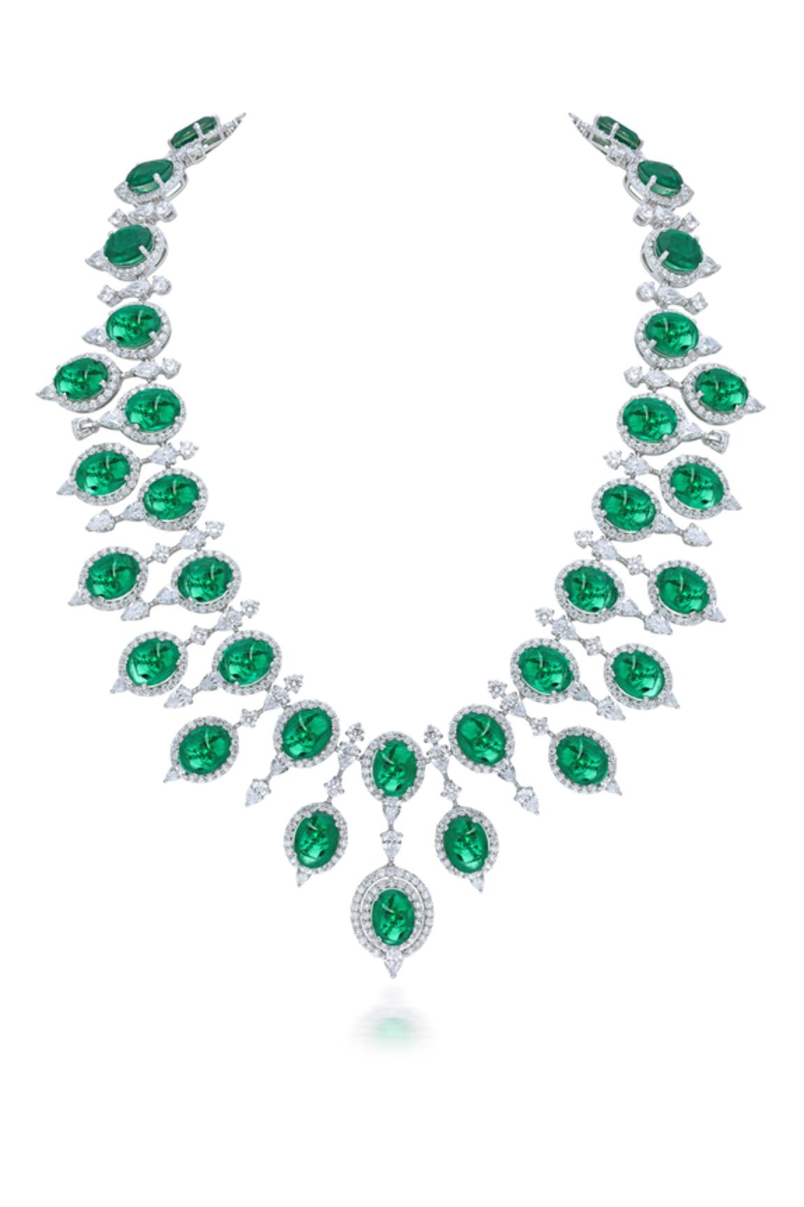 DIOSA PARIS JEWELLERY Emerald Embellished Necklace 