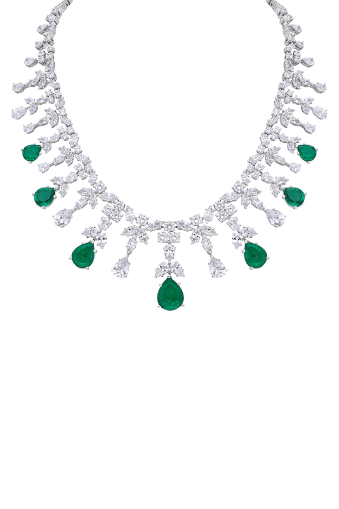 DIOSA PARIS JEWELLERY Emerald Stone Embellished Necklace 