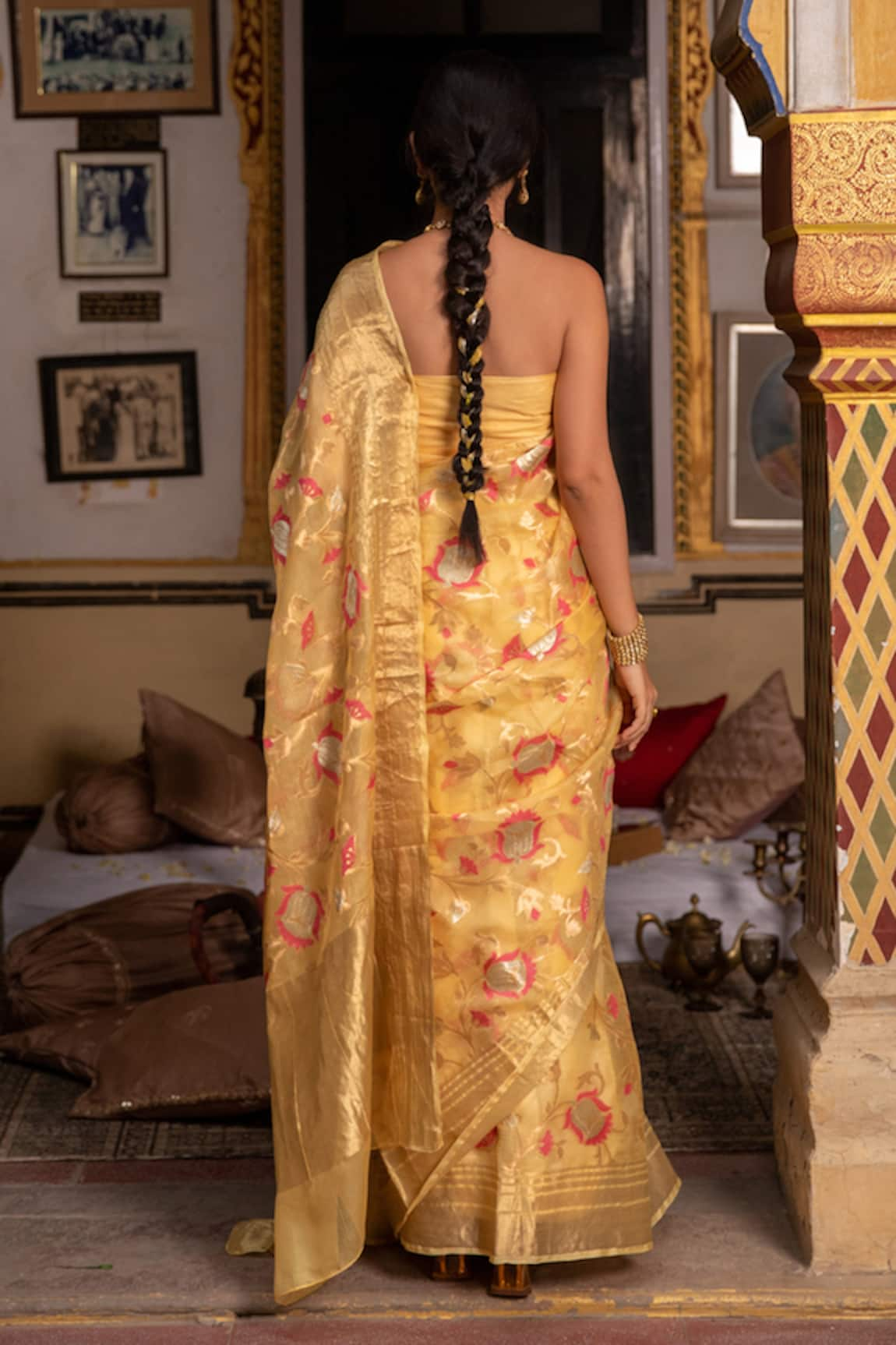 Buy Yellow Pure Kota Silk Woven Zari Saree With Unstitched Blouse Fabric  For Women by Geroo Jaipur Online at Aza Fashions.