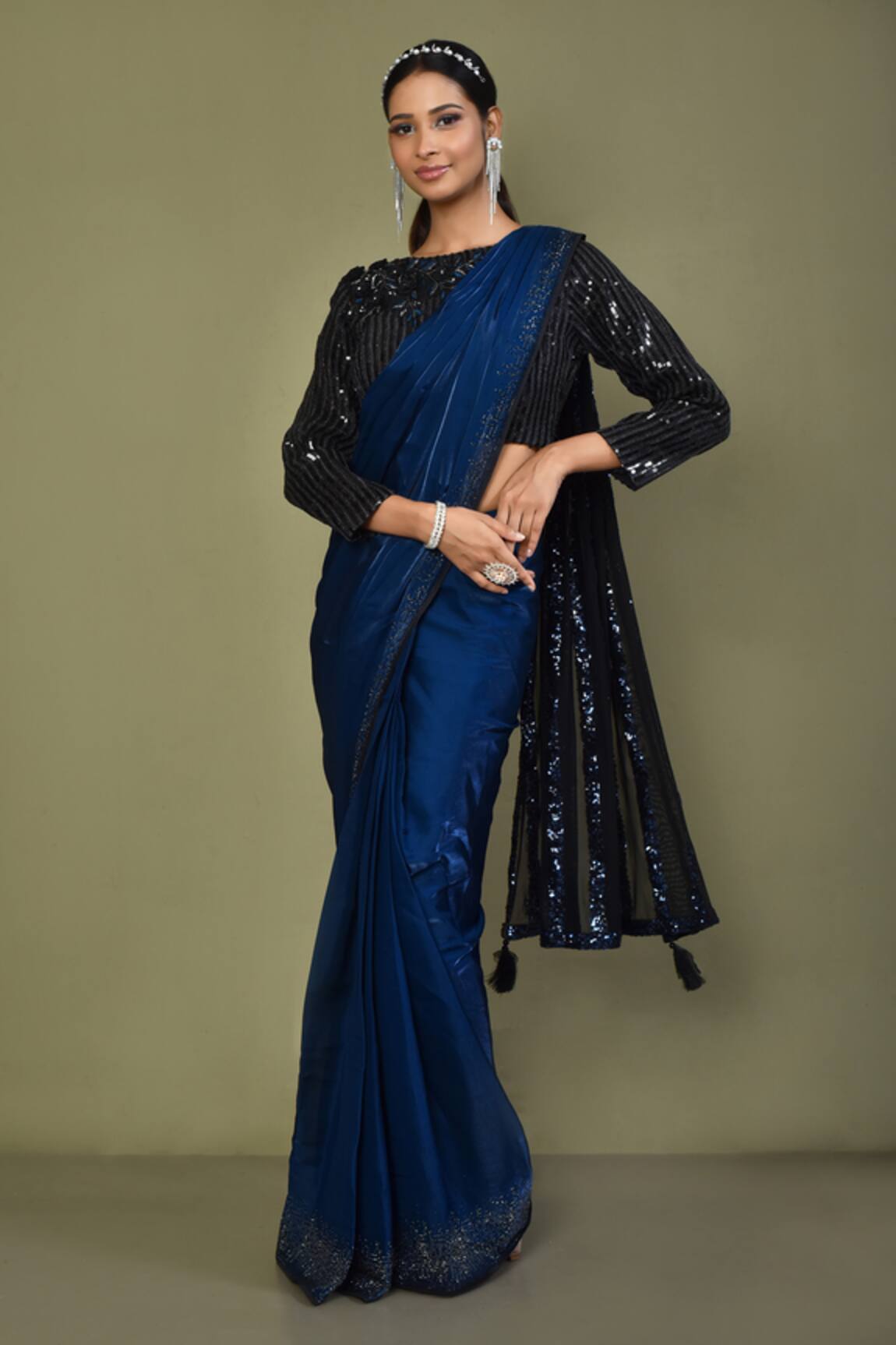 Khwaab by Sanjana Lakhani Pre-Draped Saree With Sequin Embroidered Blouse