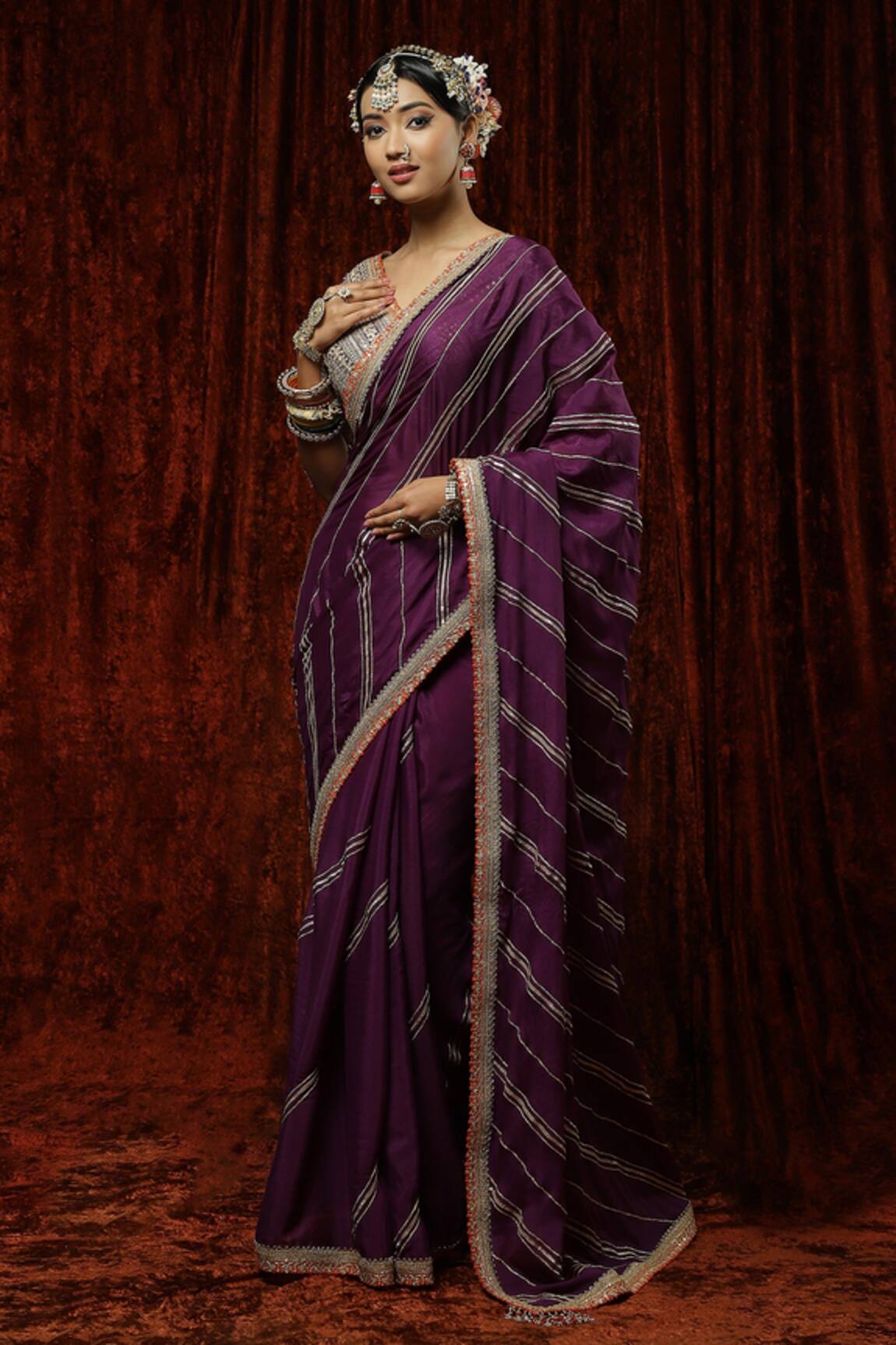 SHIKHAR SHARMA Leheriya Pattern Saree With Silk Chanderi Blouse 