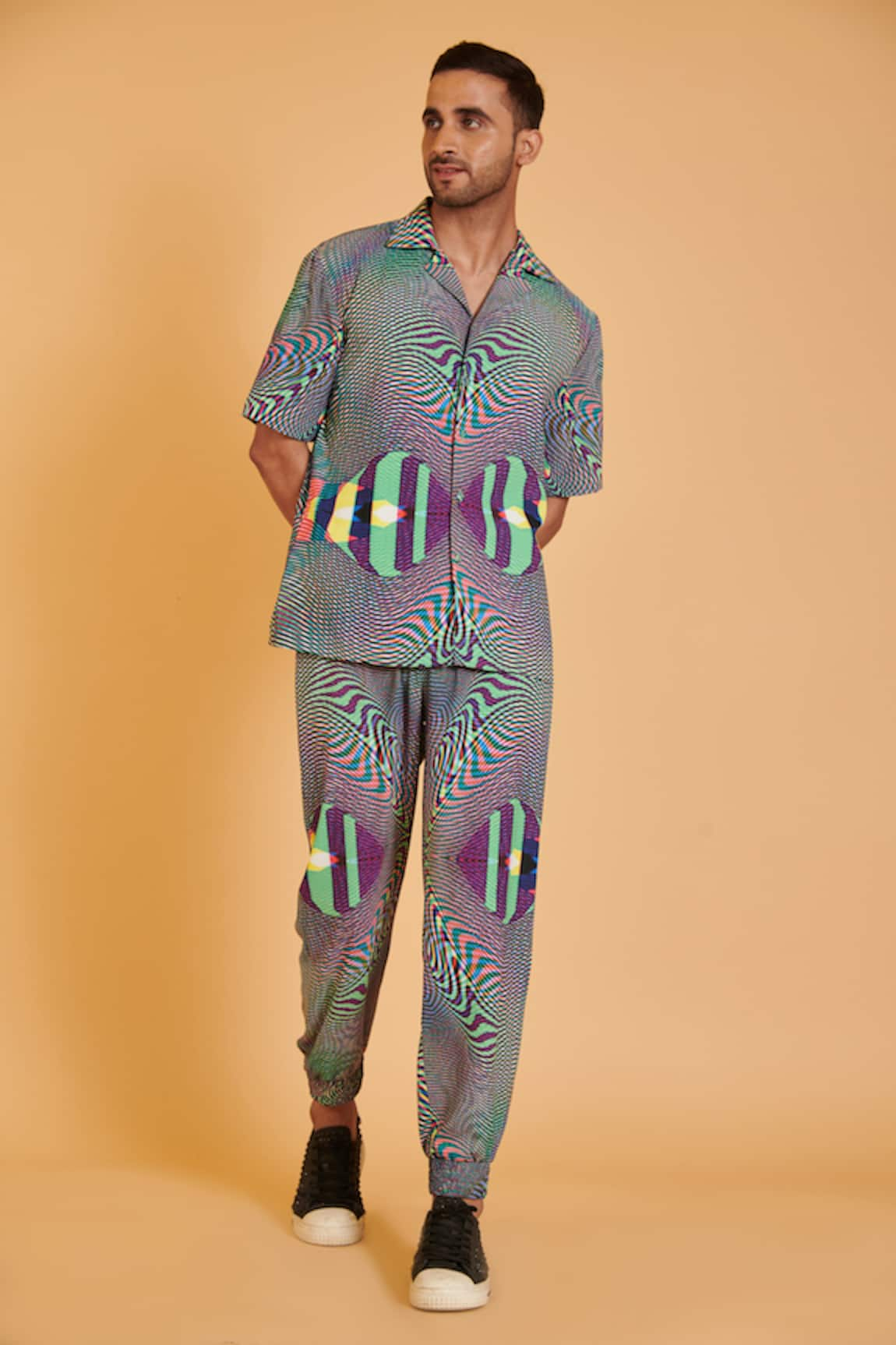 Siddartha Tytler Diffraction Digital Print Shirt & Joggers Set