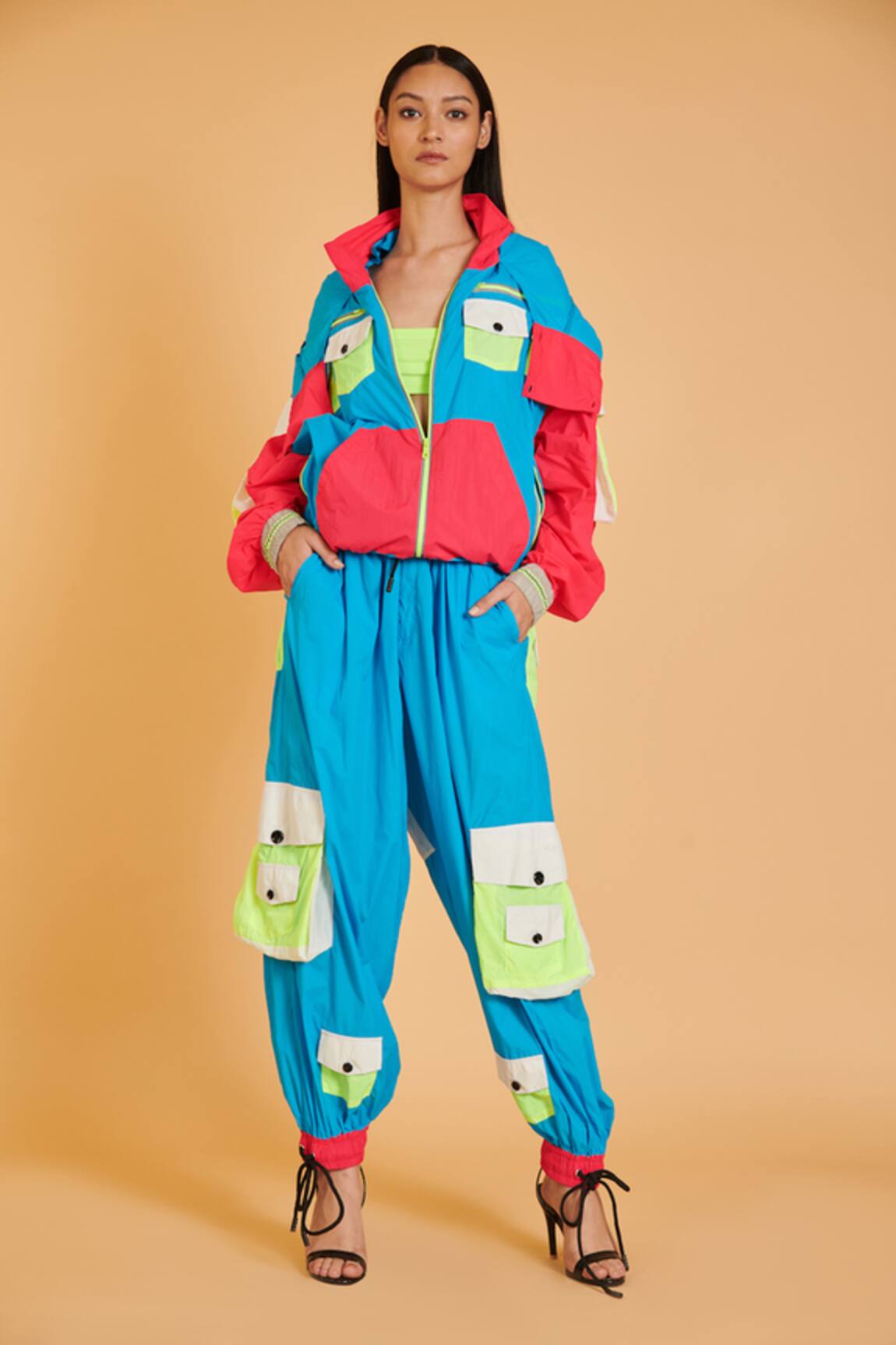 Siddartha Tytler Colorblock Parka & Joggers Set