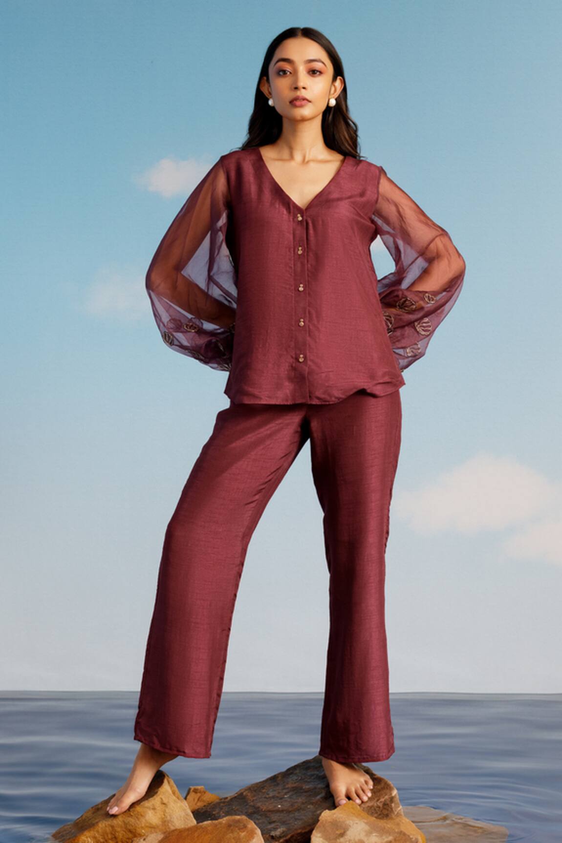Harshita Jain Sleeve Embroidered Shirt & Pant Set