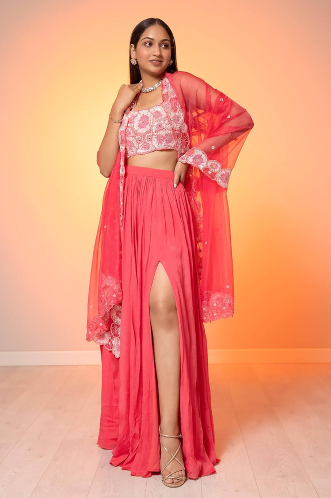 Harshita Jain Embroidered Blouse Slit Lehenga Set