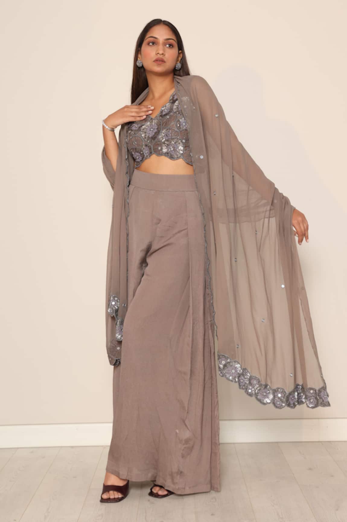 Harshita Jain Floral Embroidered Blouse Pant Set 