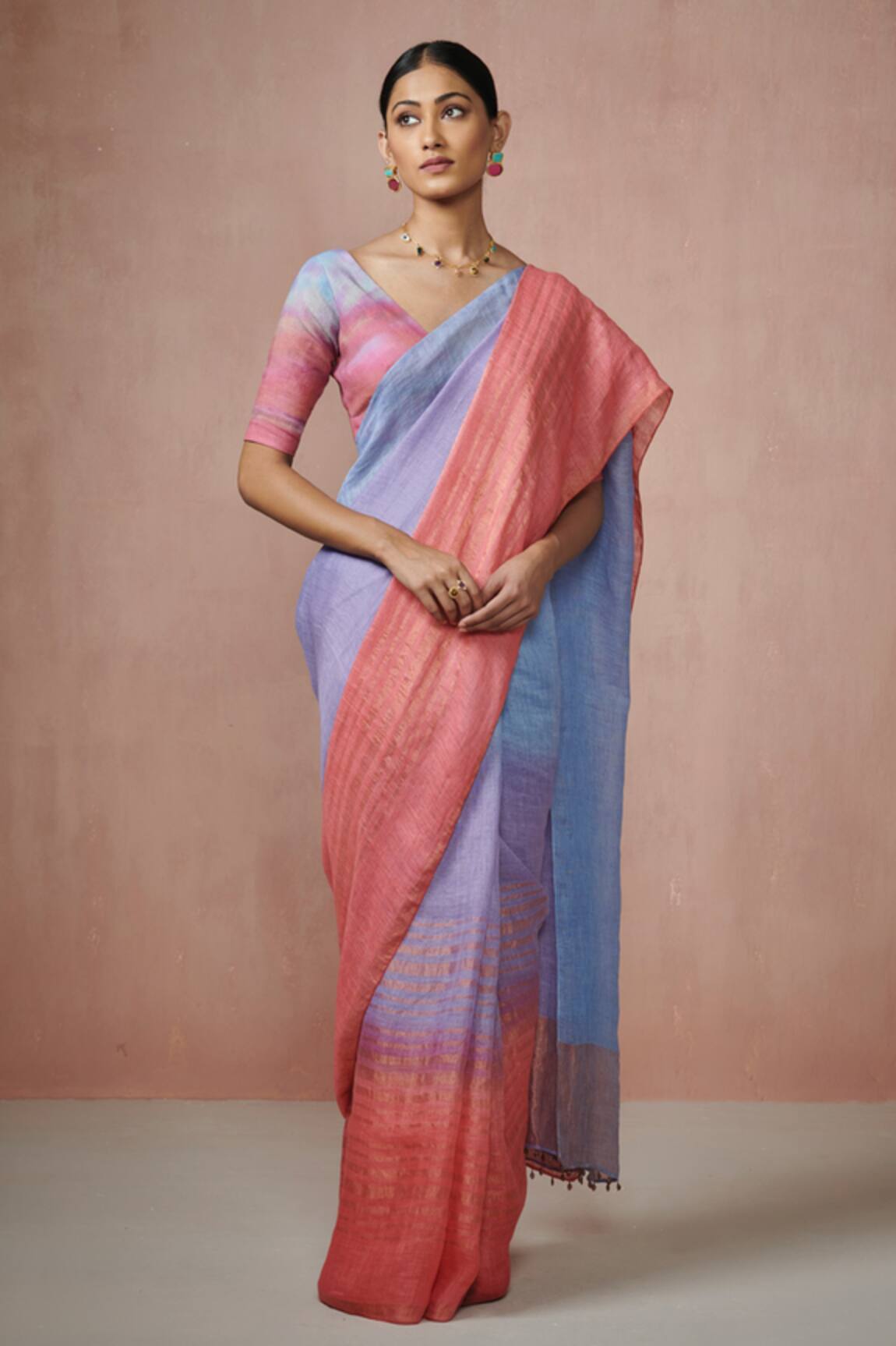 Dressfolk Rush Linen Handloom Woven Saree