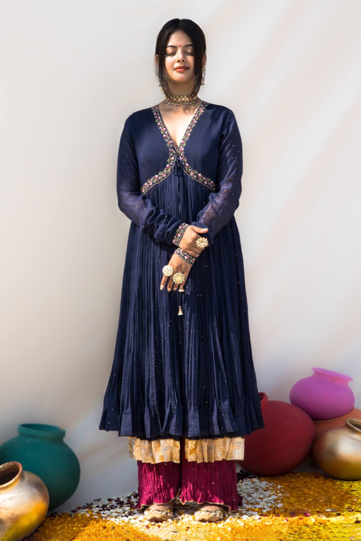 Mithi Supari Kumudini Neck Embroidered Kurta