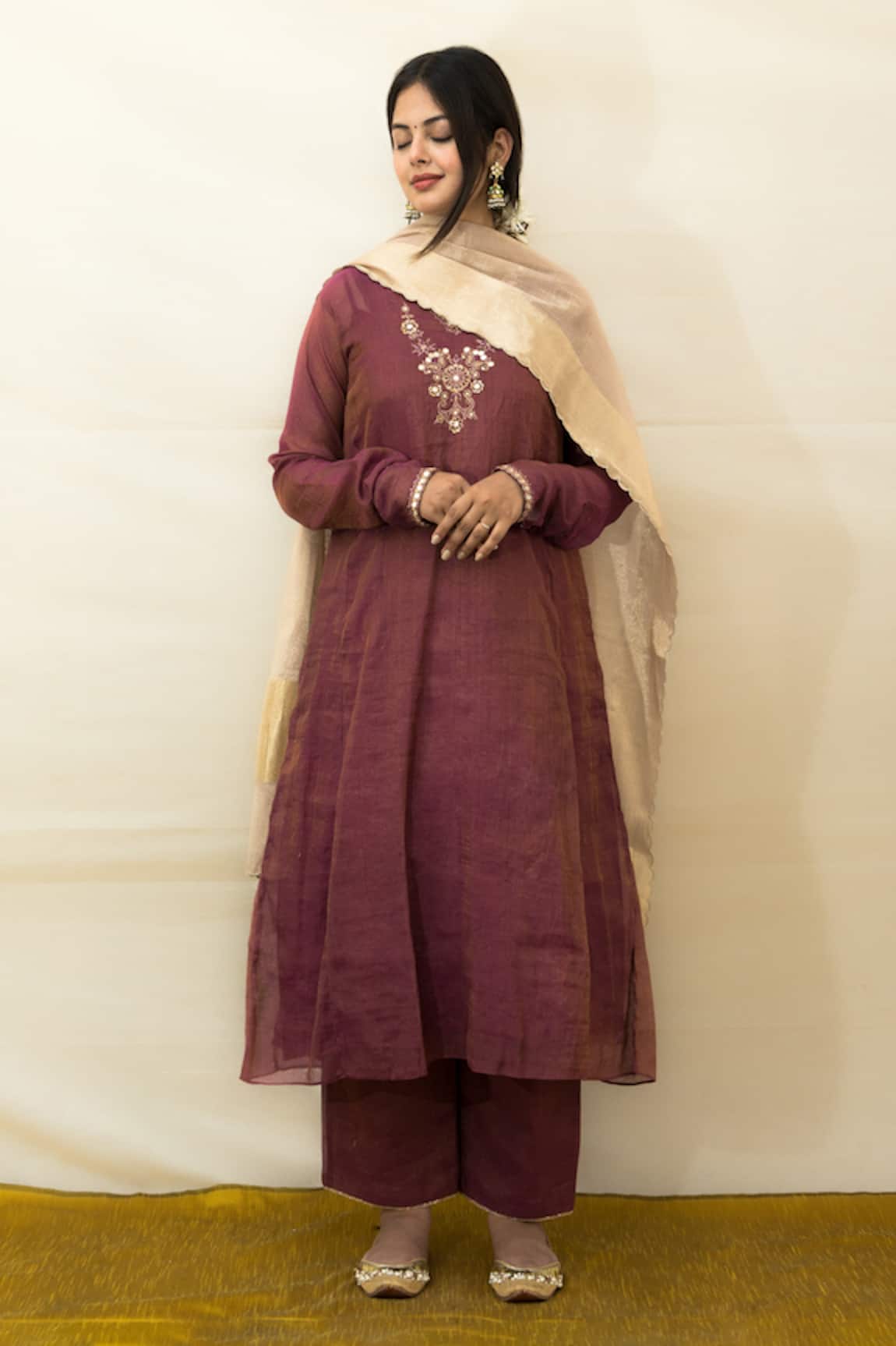 Mithi Supari Bedina Neck Embroidered Kurta Set