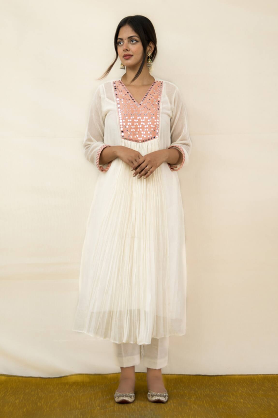 Mithi Supari Meer Yoke Embroidered Tunic & Pant Set