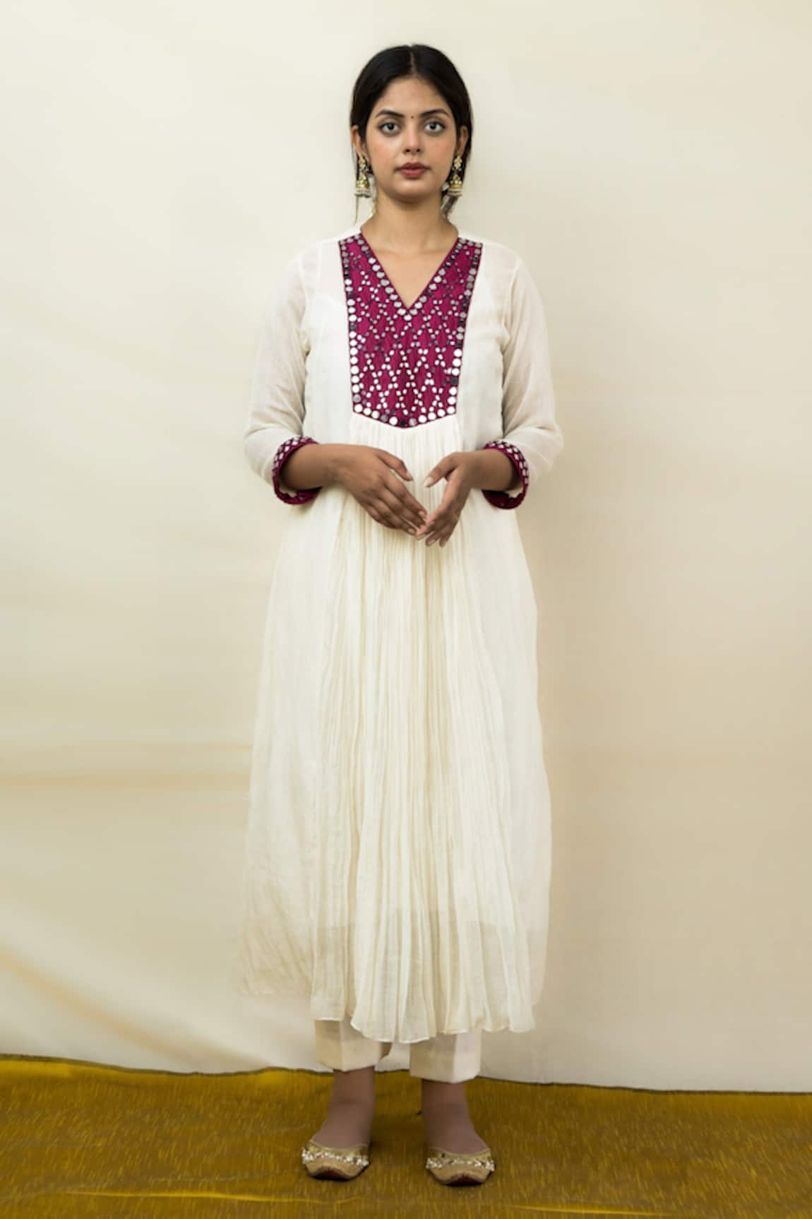 Mithi Supari Meer Yoke Embroidered Tunic Pant Set