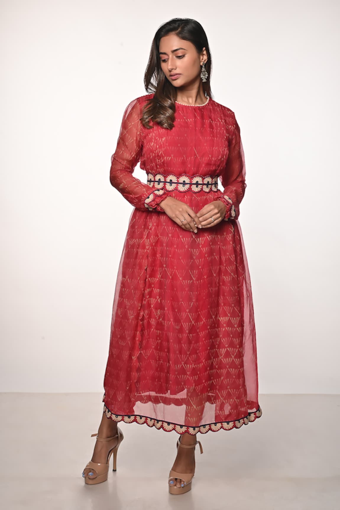 Soumodeep Dutta Block Print Dress With Belt