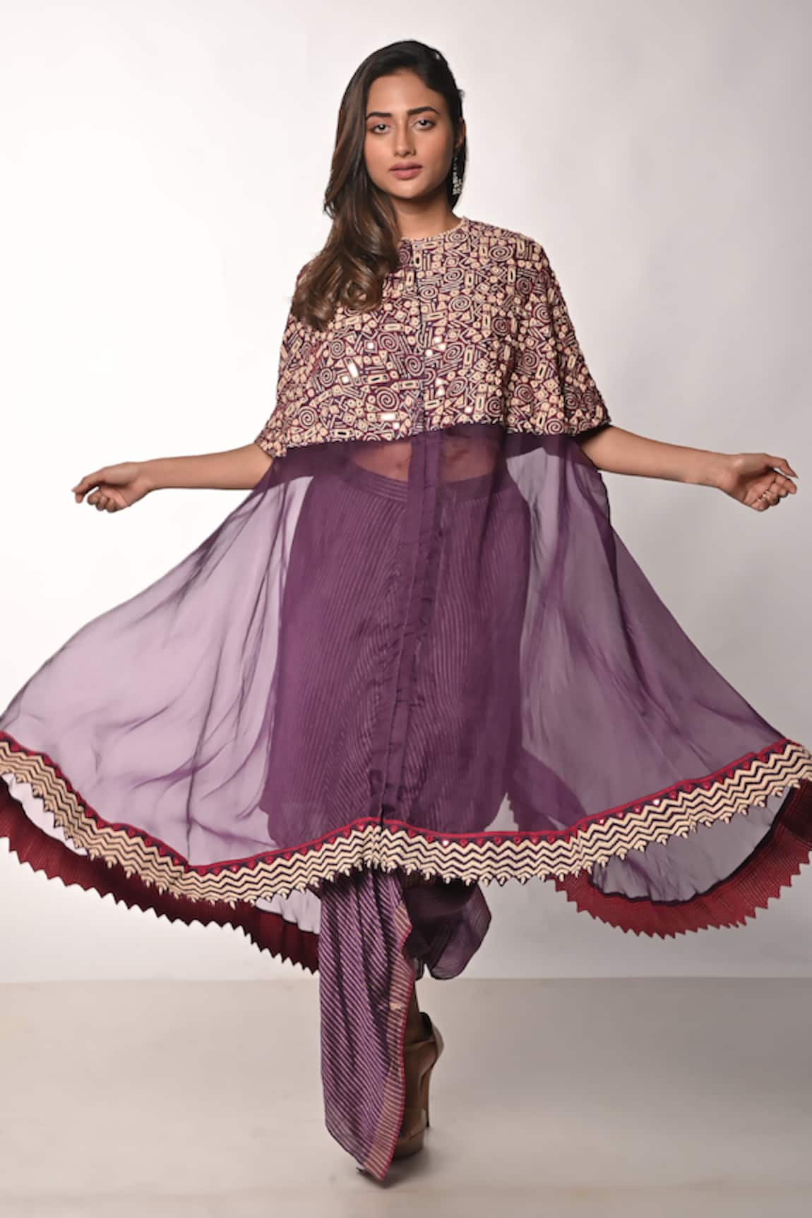 Soumodeep Dutta Hand Embroidered Tunic & Skirt Set