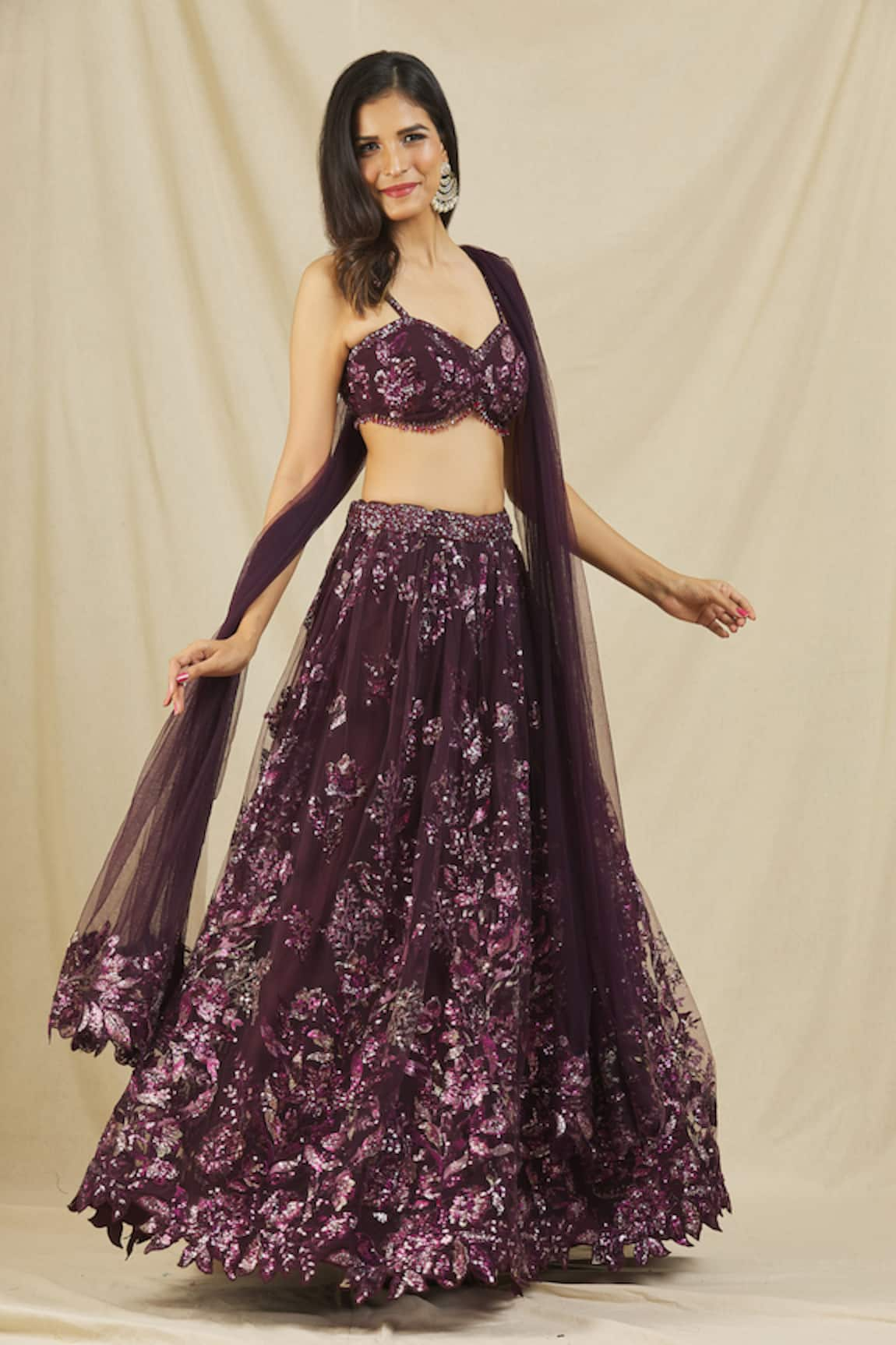 Rohini Bedi Sequin & Thread Embroidered Lehenga Set