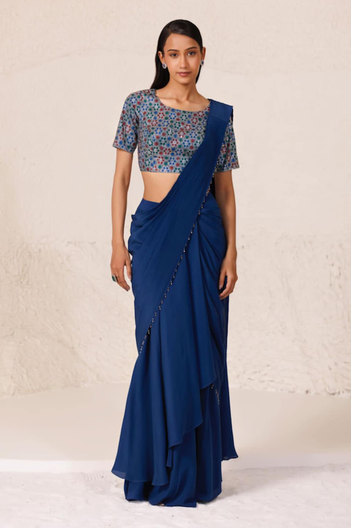 Chhaya Mehrotra Pre-Draped Godet Saree With Embellished Blouse