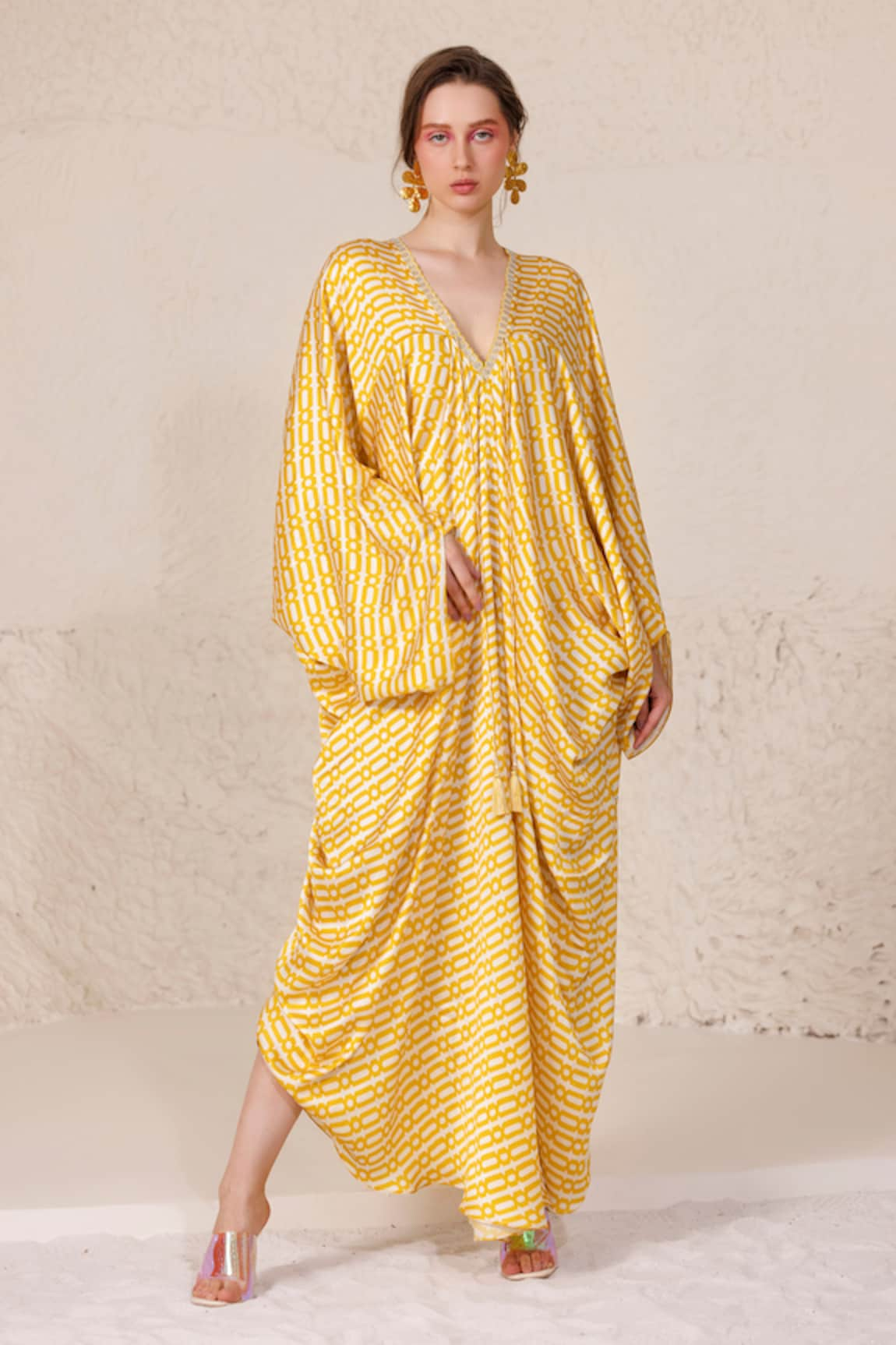 Chhaya Mehrotra Geometric Print Silk Satin Kaftan