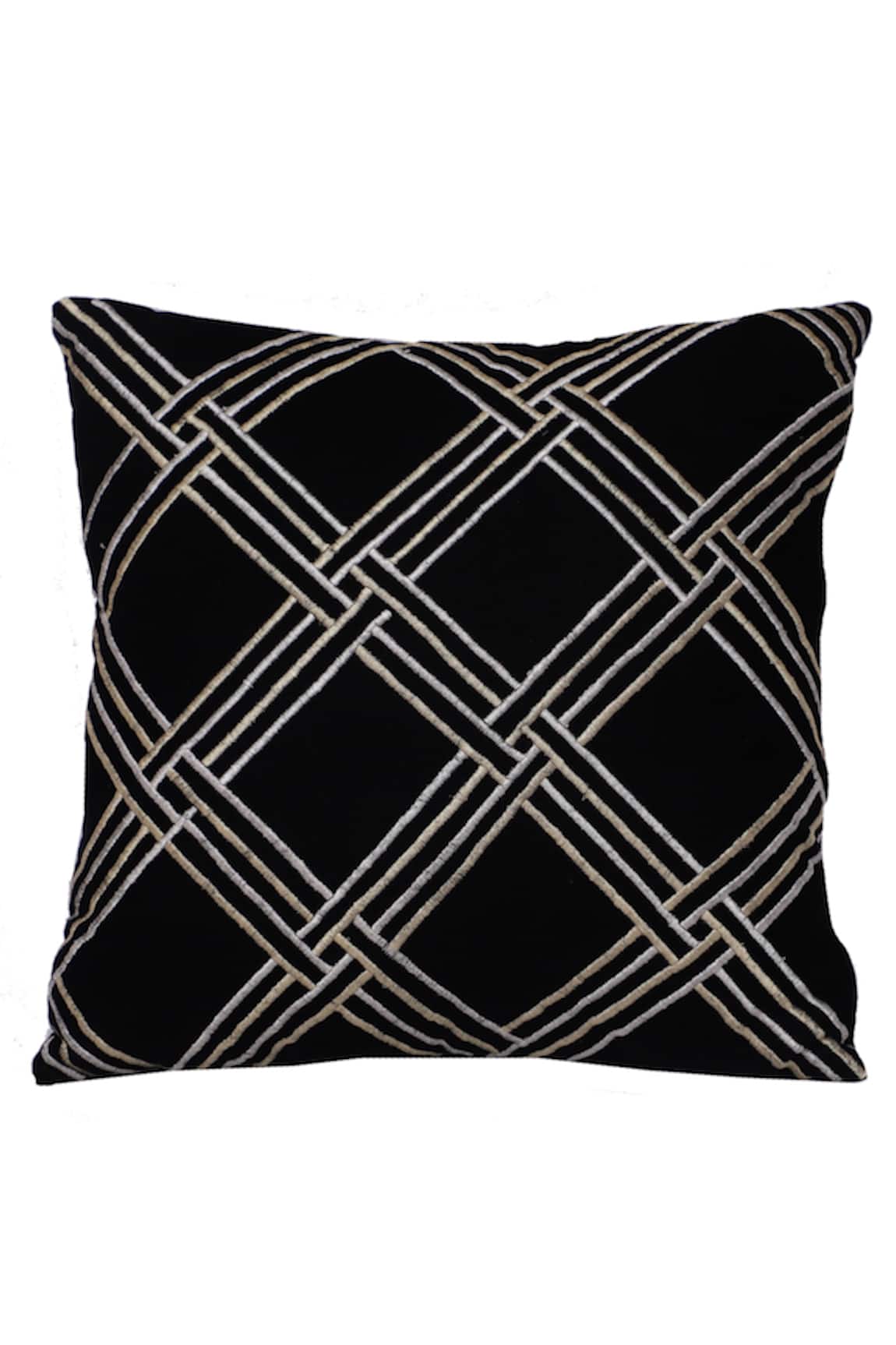 La Paloma Geometric Embroidered Square Cushion Cover