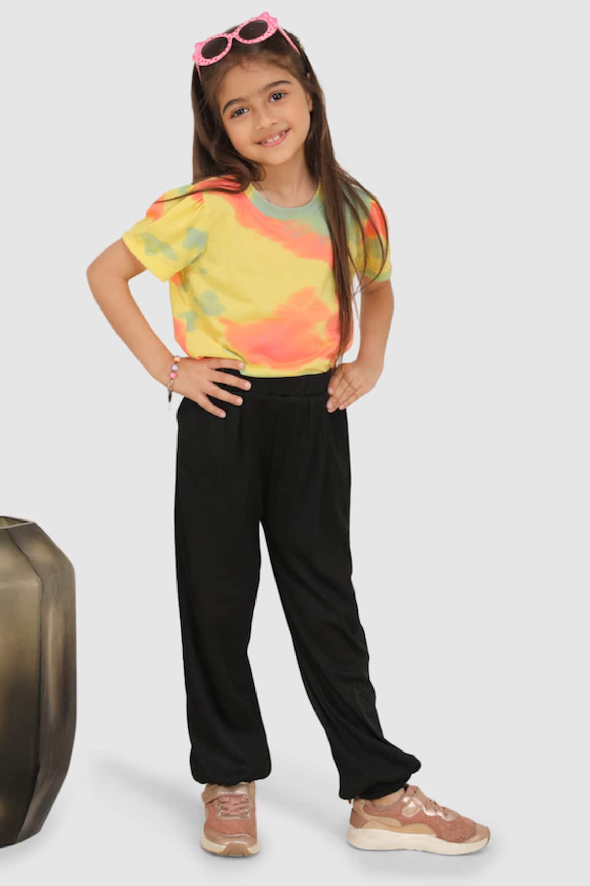 Buy Jelly Jones Yellow Gathered Sleeve Tshirt And Trouser Set For Girls  Online  Aza Fashions