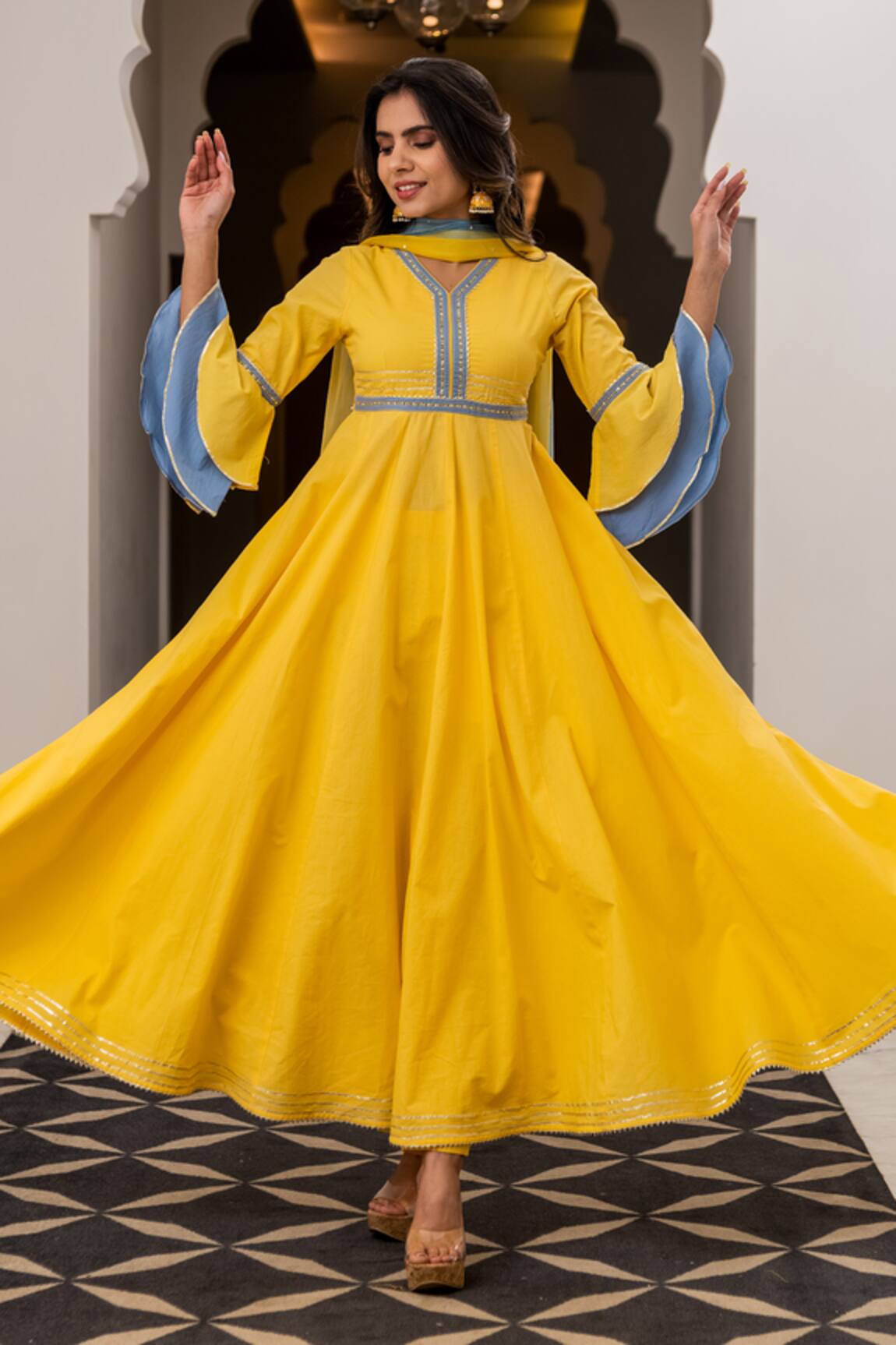 Kohsh Bell Sleeve Anarkali Set