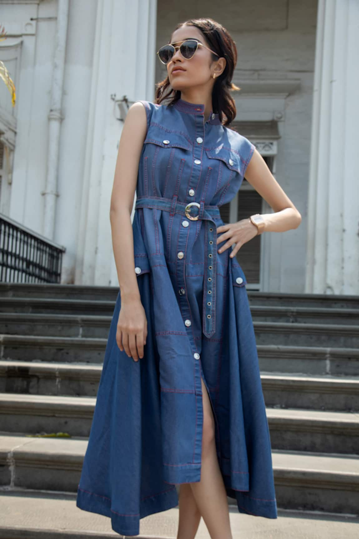 Veera Wear It Girl Denim Dress With Belt