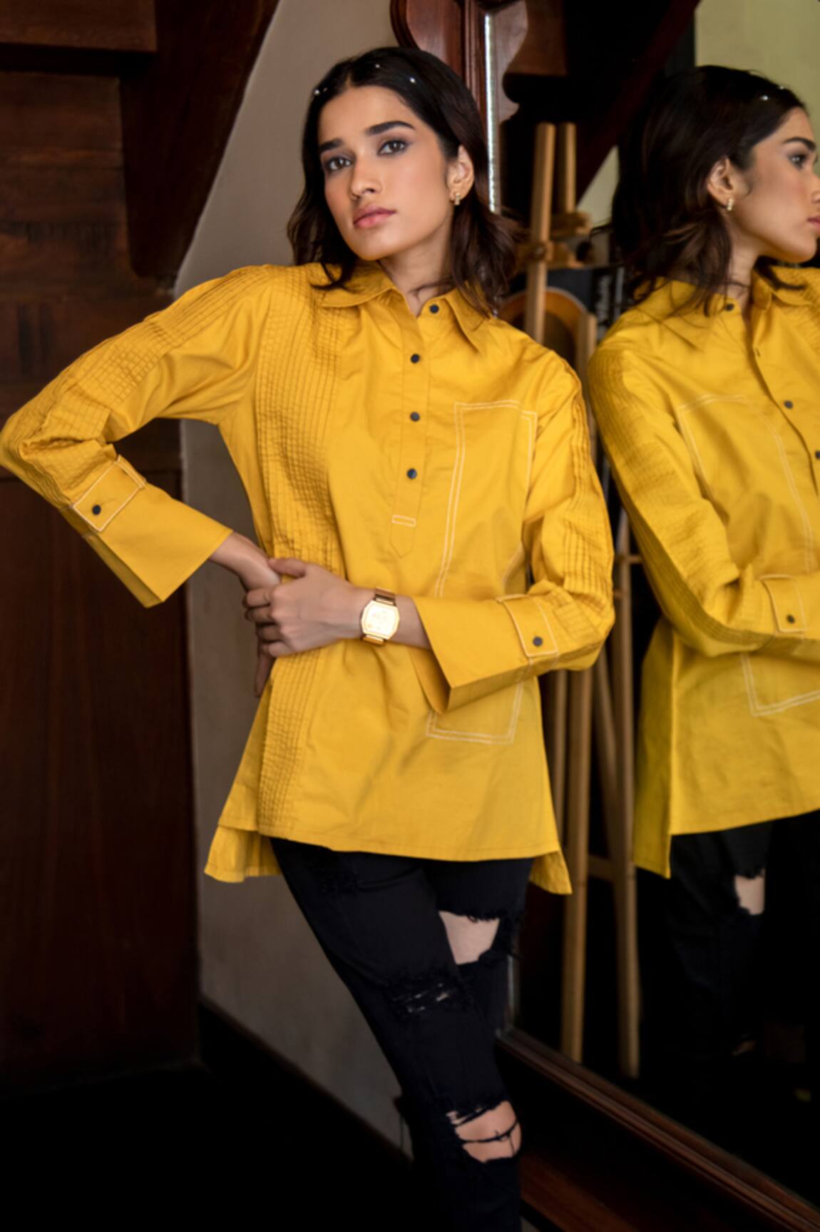 Veera Wear Cotton Pintuck Detail Shirt