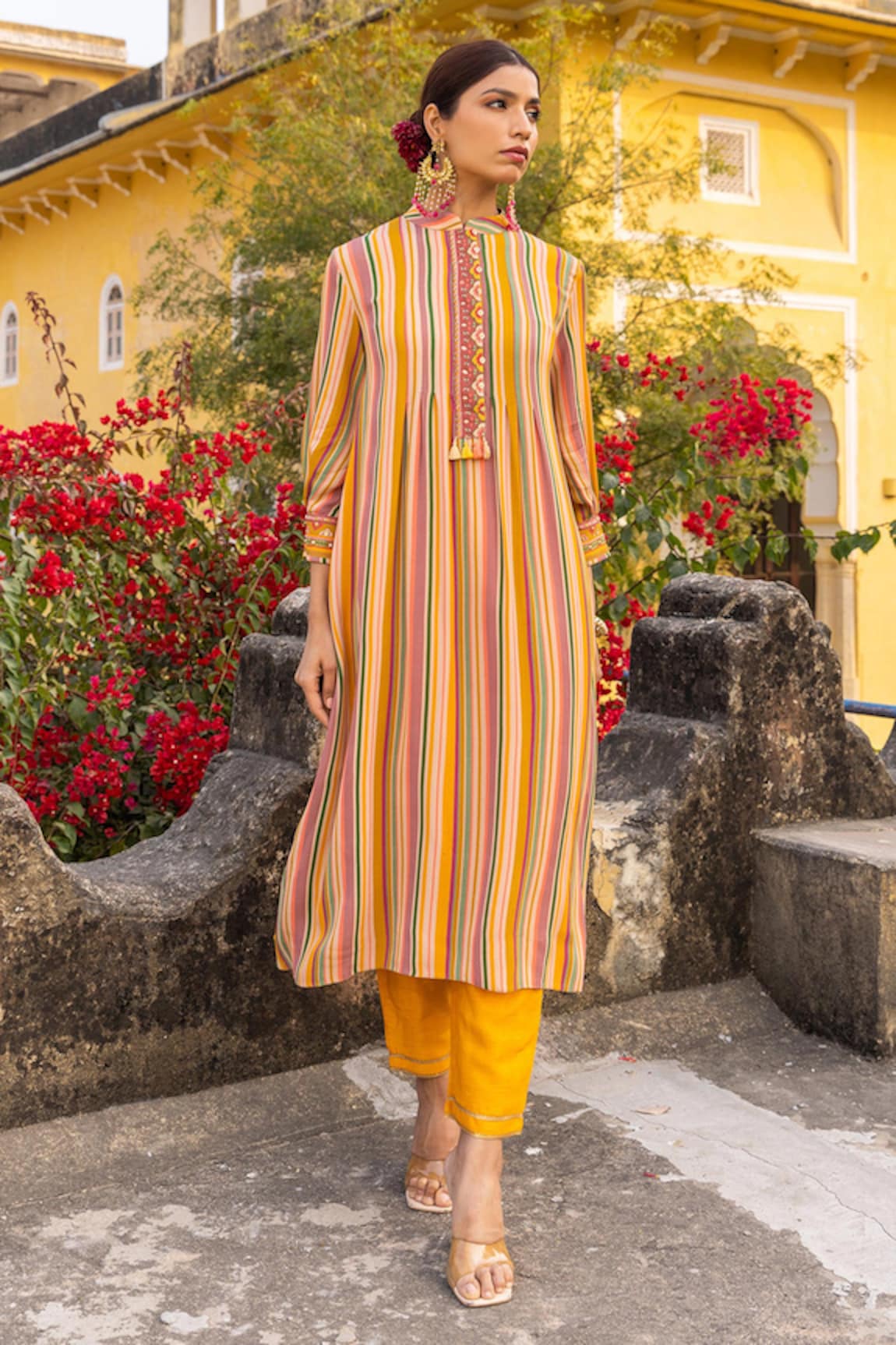 Sandhya Shah Striped Print Kurta & Trouser Set