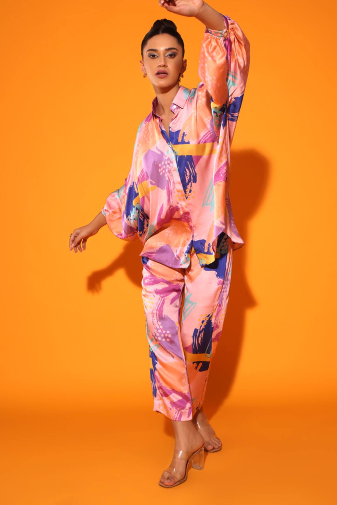 Kyra By Nina + Deepika Modal Satin Shirt & Pant Set 