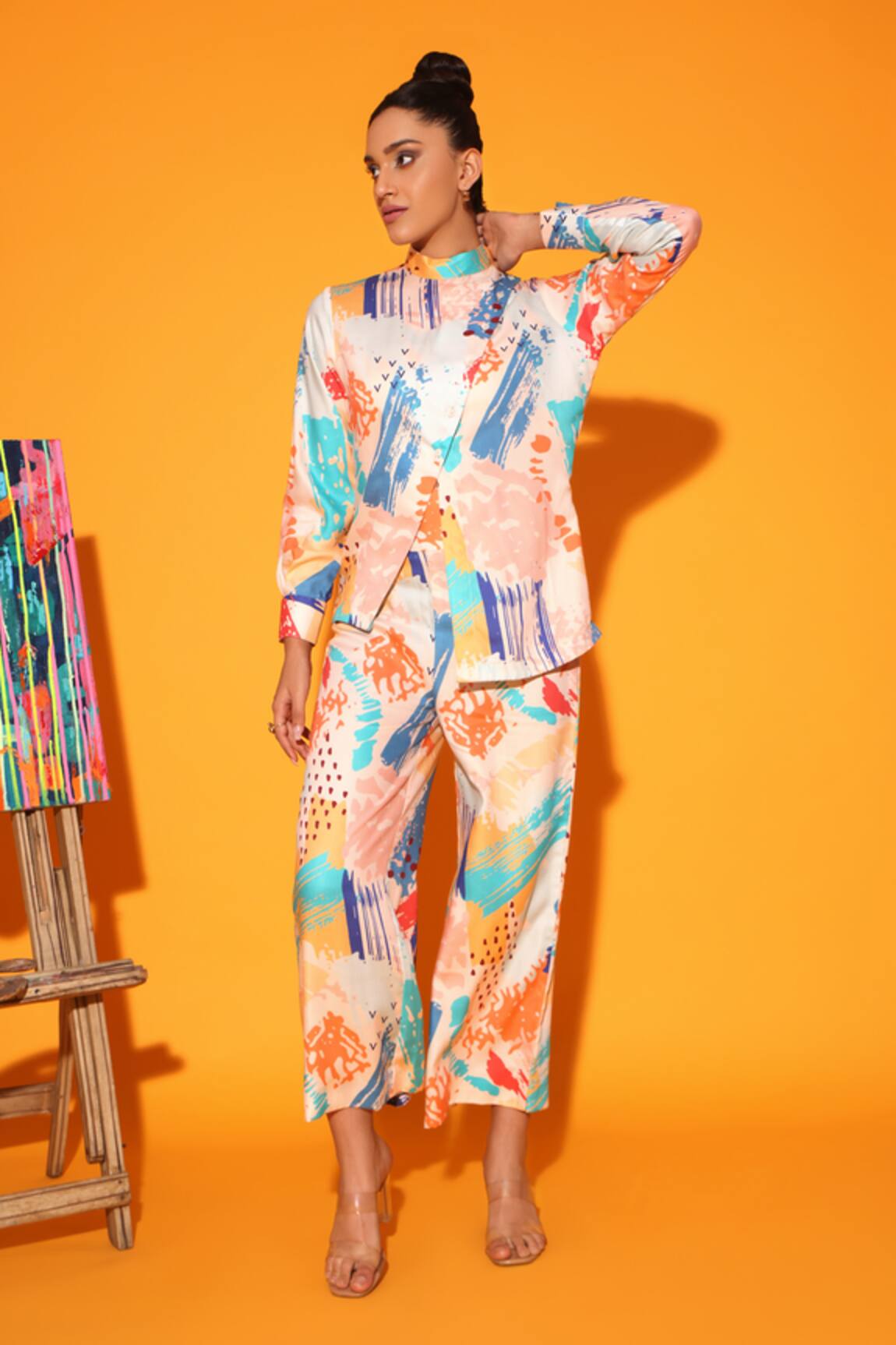 Kyra By Nina + Deepika Da Vincis Love Affair Hand Painted Top With Pant 